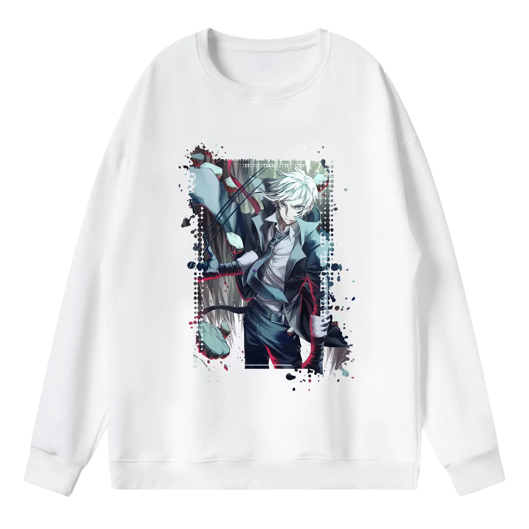 文豪ストレイドッグス グッズ,中島敦 - 薄手 クルーネック スウェット 裏毛260g · ポリエステル 春秋向け カジュアル 男女兼用 · トレーナー デイリー スポーツ 散歩に最適