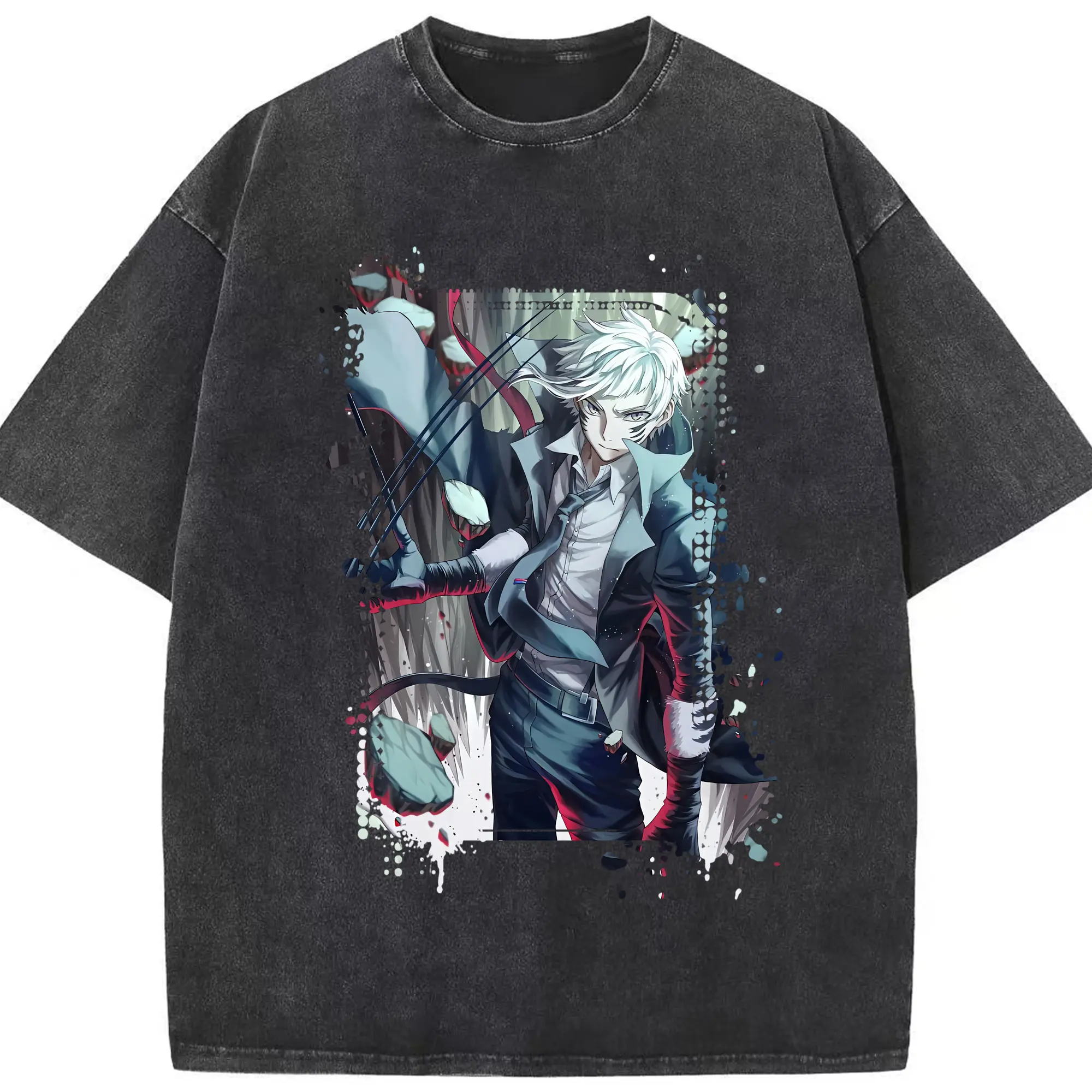 文豪ストレイドッグス グッズ,中島敦 - 綿100％ ヴィンテージ風 半袖Tシャツ ・ フロントプリント ・ 柔らか肌触り ・ 通気性 快適 ・ スポーツ カジュアル 外出用