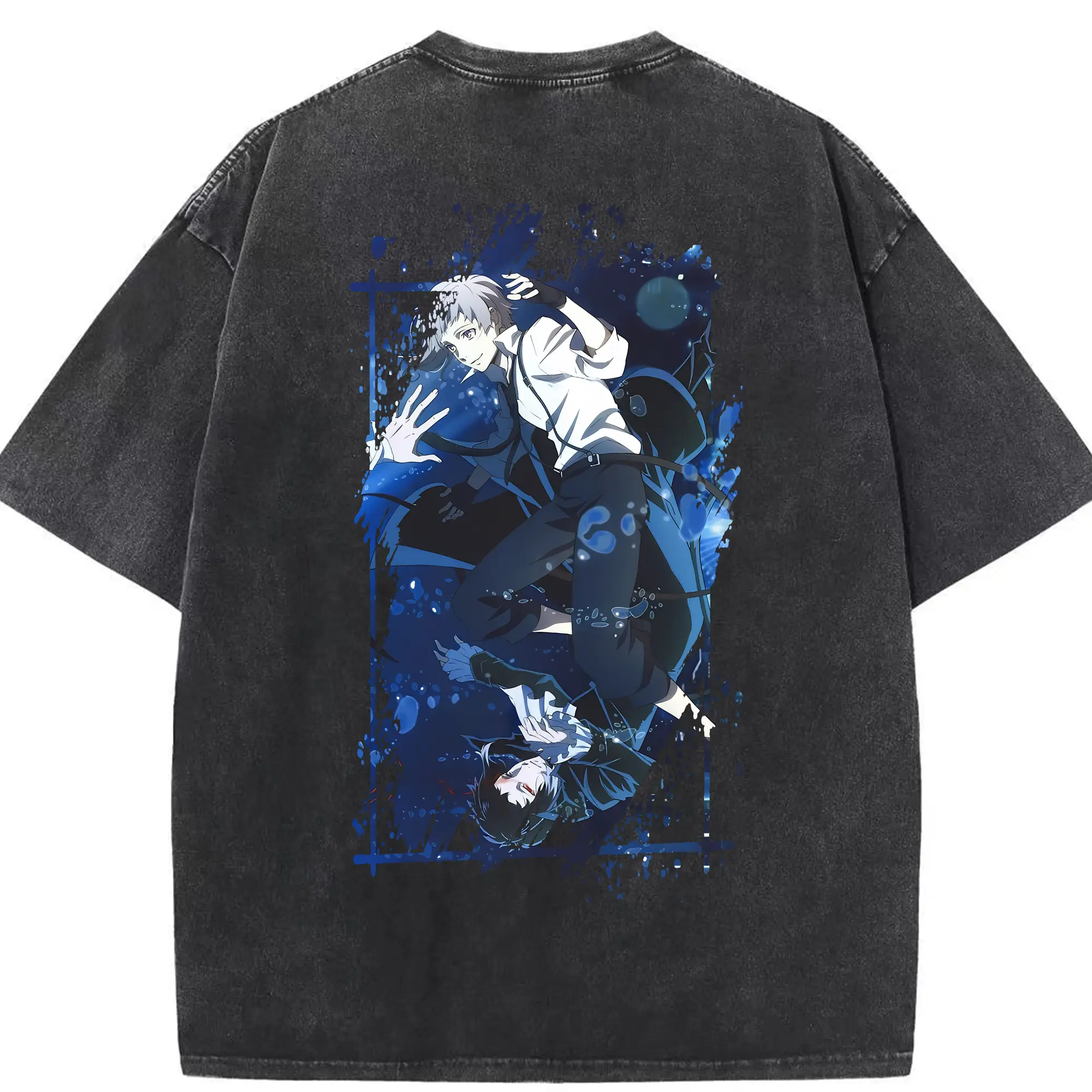 文豪ストレイドッグス グッズ,中島敦 - 綿100％ ヴィンテージ風 半袖Tシャツ ・ 背面プリント ・ 柔らか肌触り ・ 通気性 快適 ・ スポーツ カジュアル 外出用