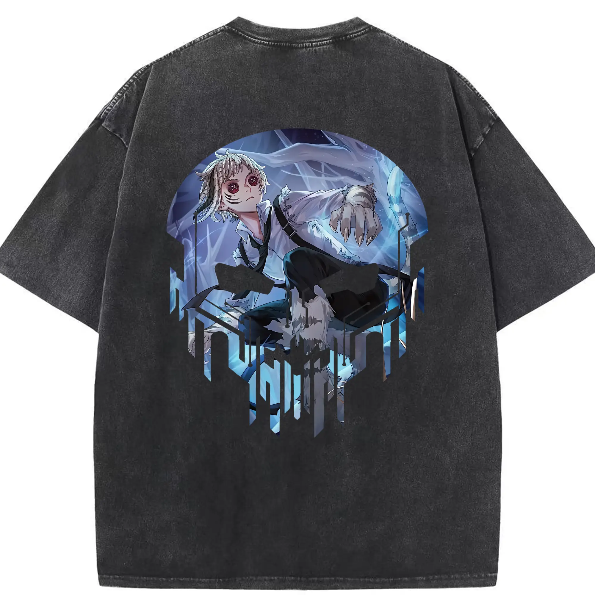 文豪ストレイドッグス グッズ,中島敦 - 綿100％ ヴィンテージ風 半袖Tシャツ ・ 背面プリント ・ 柔らか肌触り ・ 通気性 快適 ・ スポーツ カジュアル 外出用