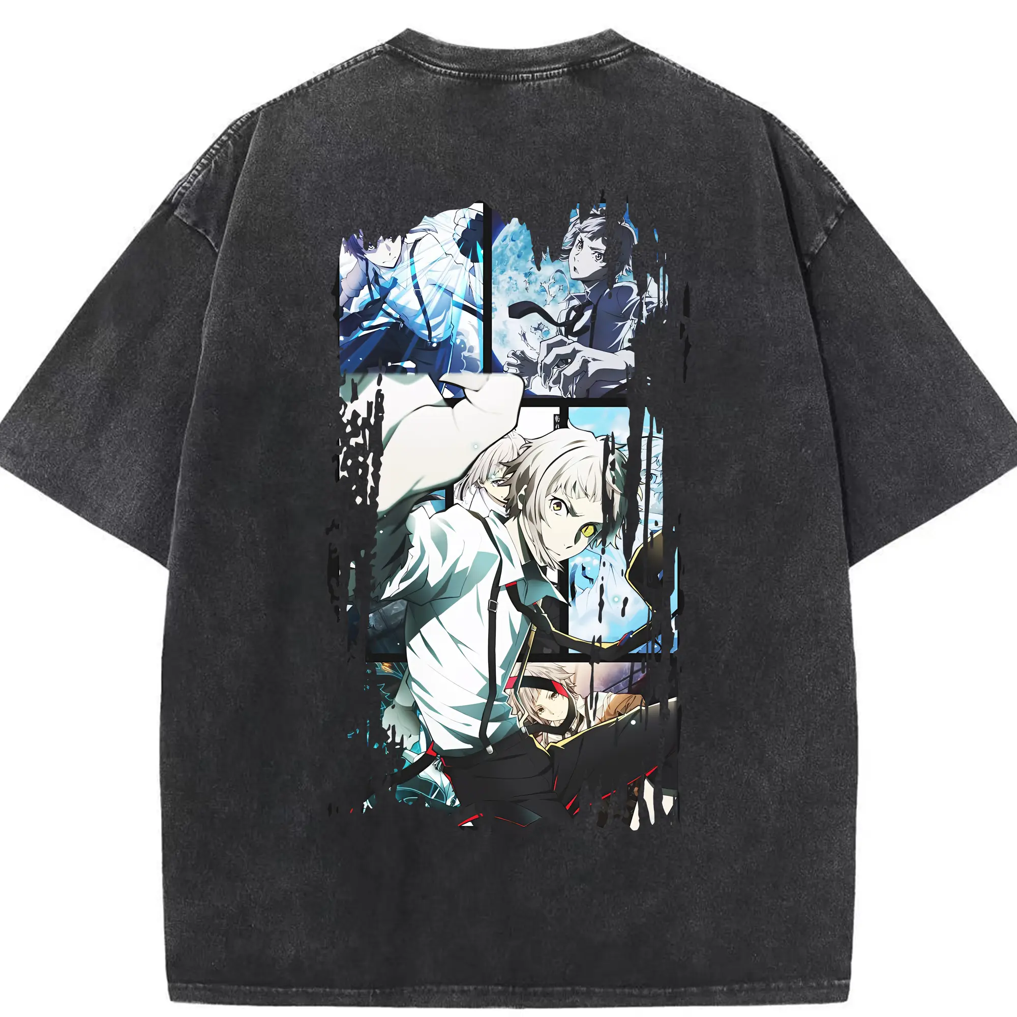 文豪ストレイドッグス グッズ,中島敦 - 綿100％ ヴィンテージ風 半袖Tシャツ ・ 背面プリント ・ 柔らか肌触り ・ 通気性 快適 ・ スポーツ カジュアル 外出用