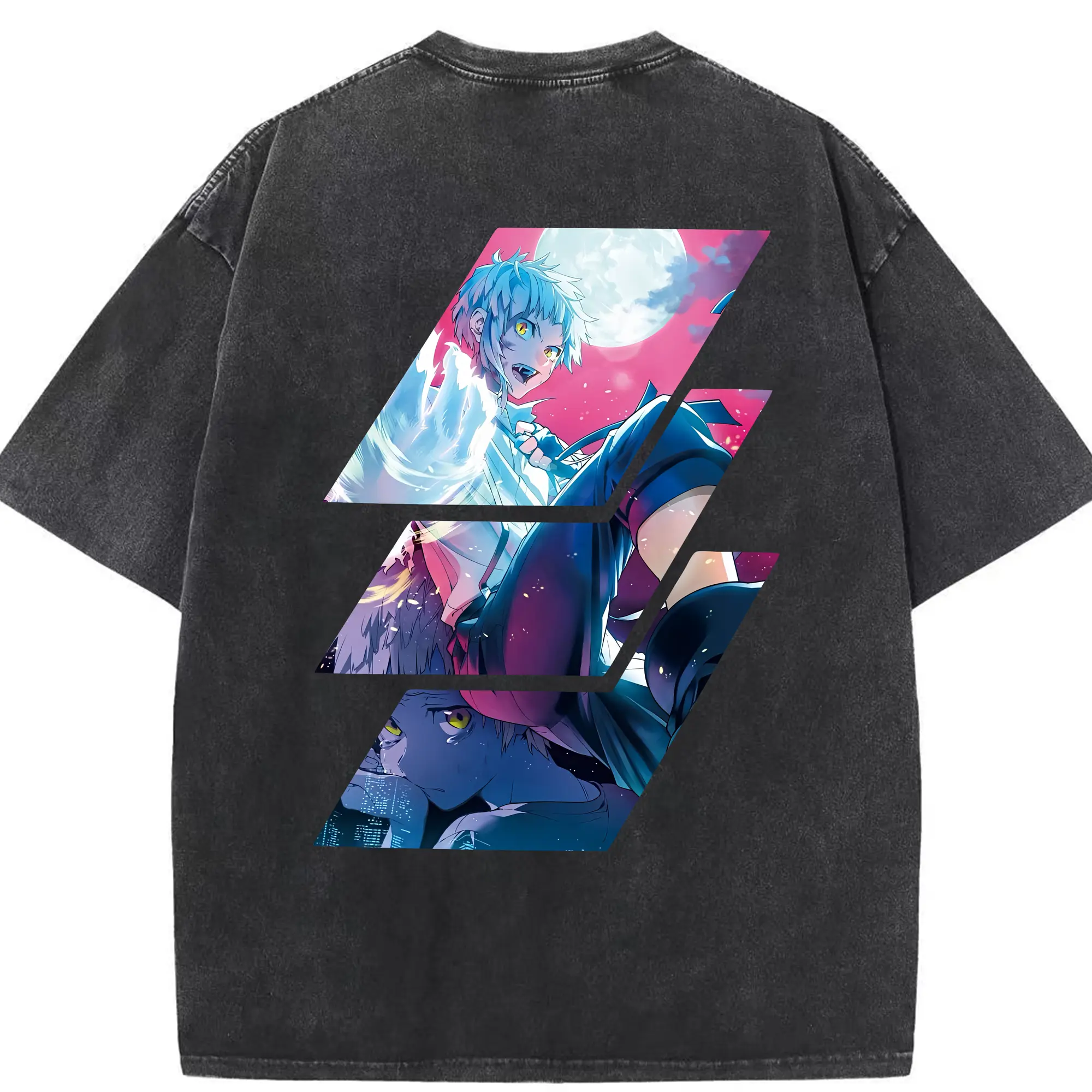 文豪ストレイドッグス グッズ,中島敦 - 綿100％ ヴィンテージ風 半袖Tシャツ ・ 背面プリント ・ 柔らか肌触り ・ 通気性 快適 ・ スポーツ カジュアル 外出用