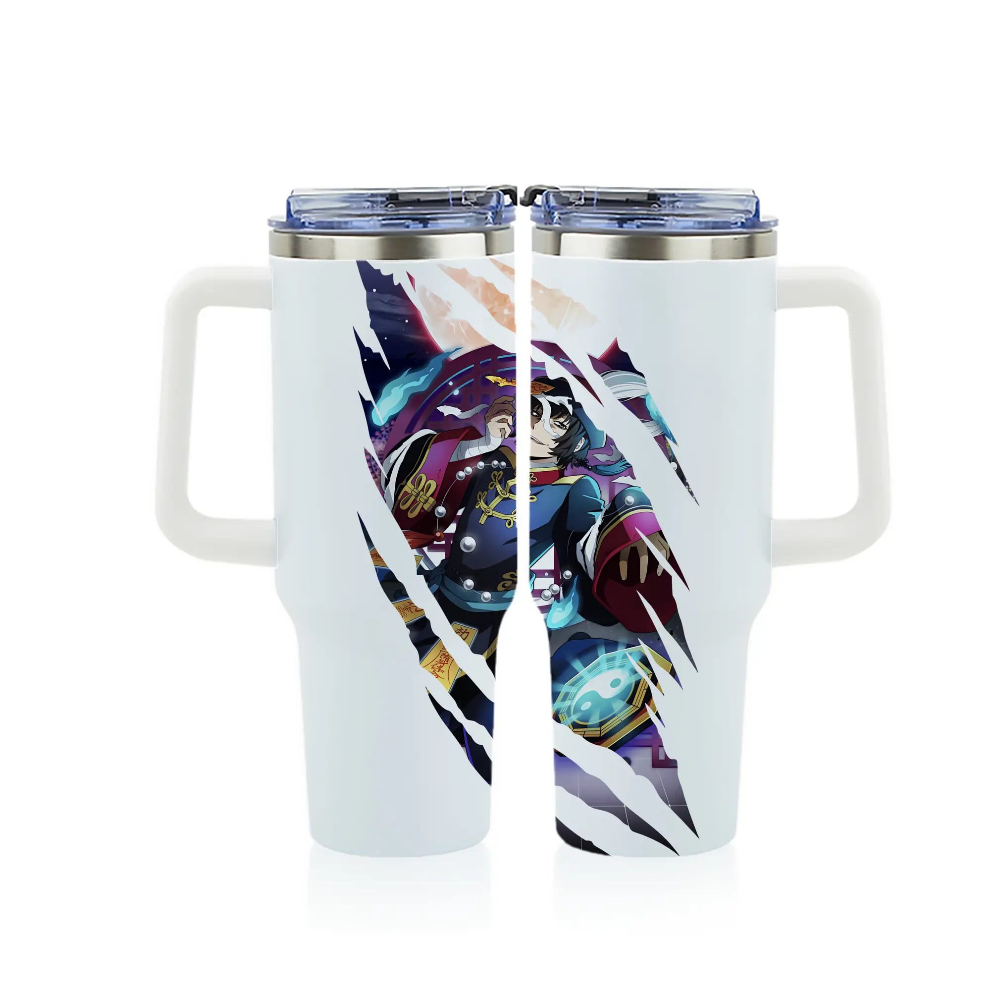 文豪ストレイドッグス グッズ,芥川龍之介 - 1200mL フルプリント車用タンブラー ・ 304ステンレス 内側 ・ 201ステンレス 外側 ・ 保温 保冷 ・ 通勤 ドライブ アウトドア用