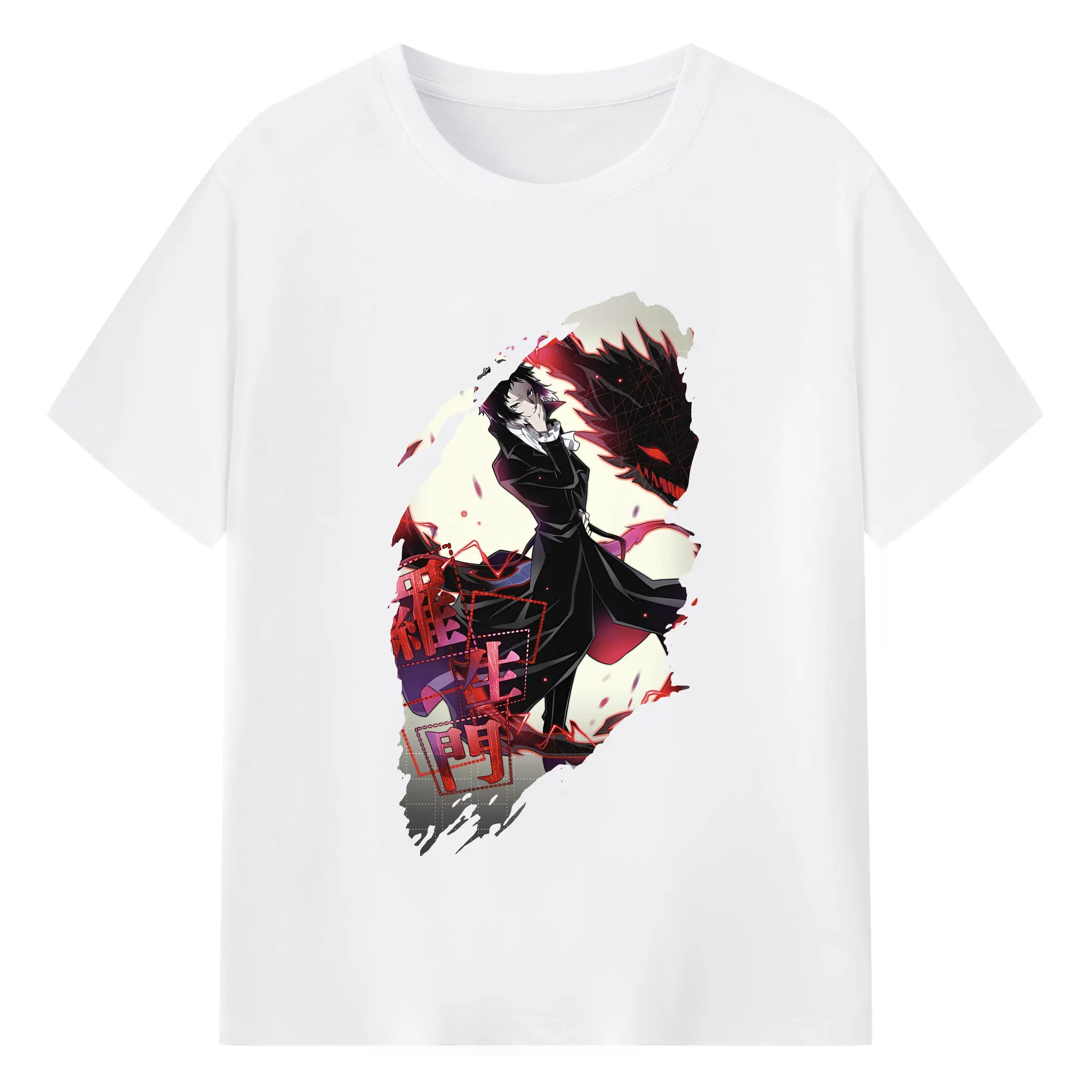 文豪ストレイドッグス グッズ,芥川龍之介 - 綿100％ 半袖Tシャツ ・ フロントプリント ・ 快適 通気性 ・ 日常使い 散歩 スポーツ用