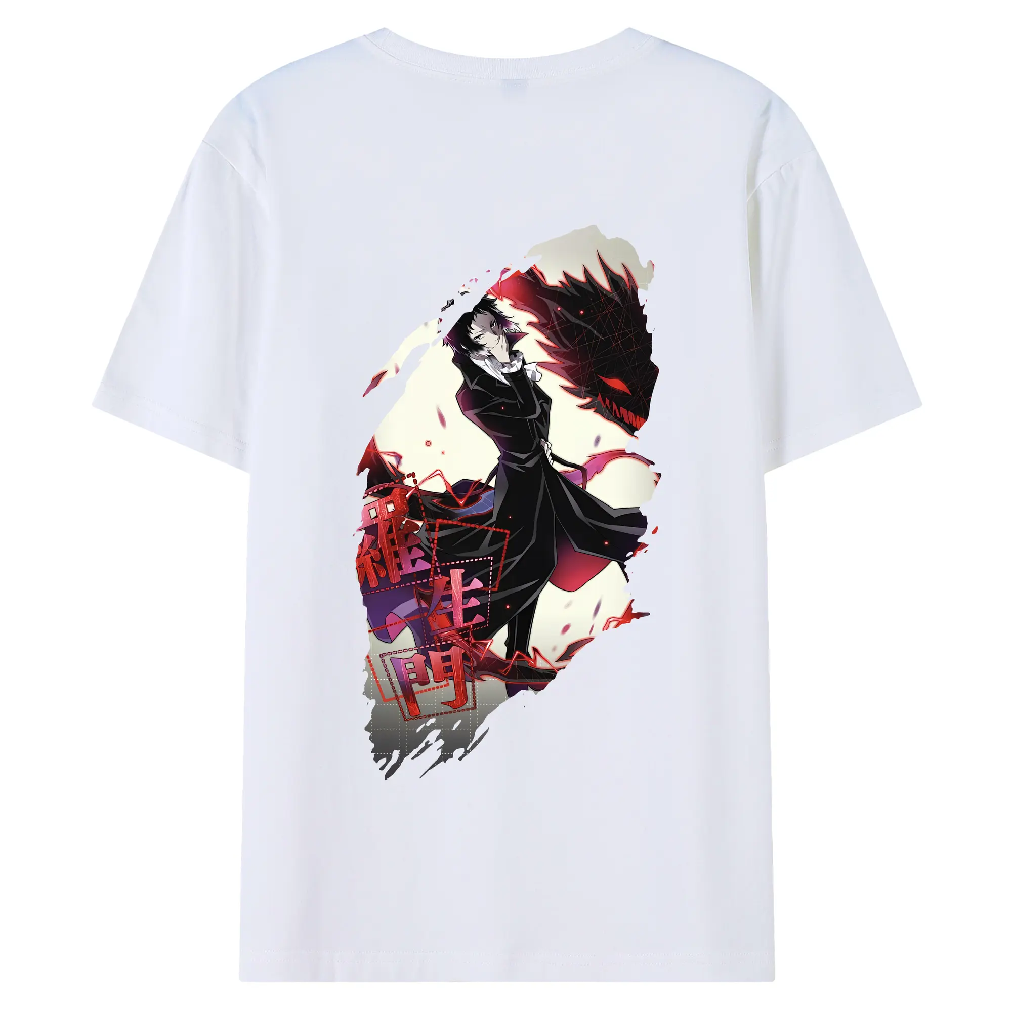 文豪ストレイドッグス グッズ,芥川龍之介 - 綿100％ 半袖Tシャツ ・ バックプリント ・ 快適 通気性 ・ 日常使い 散歩 スポーツ用