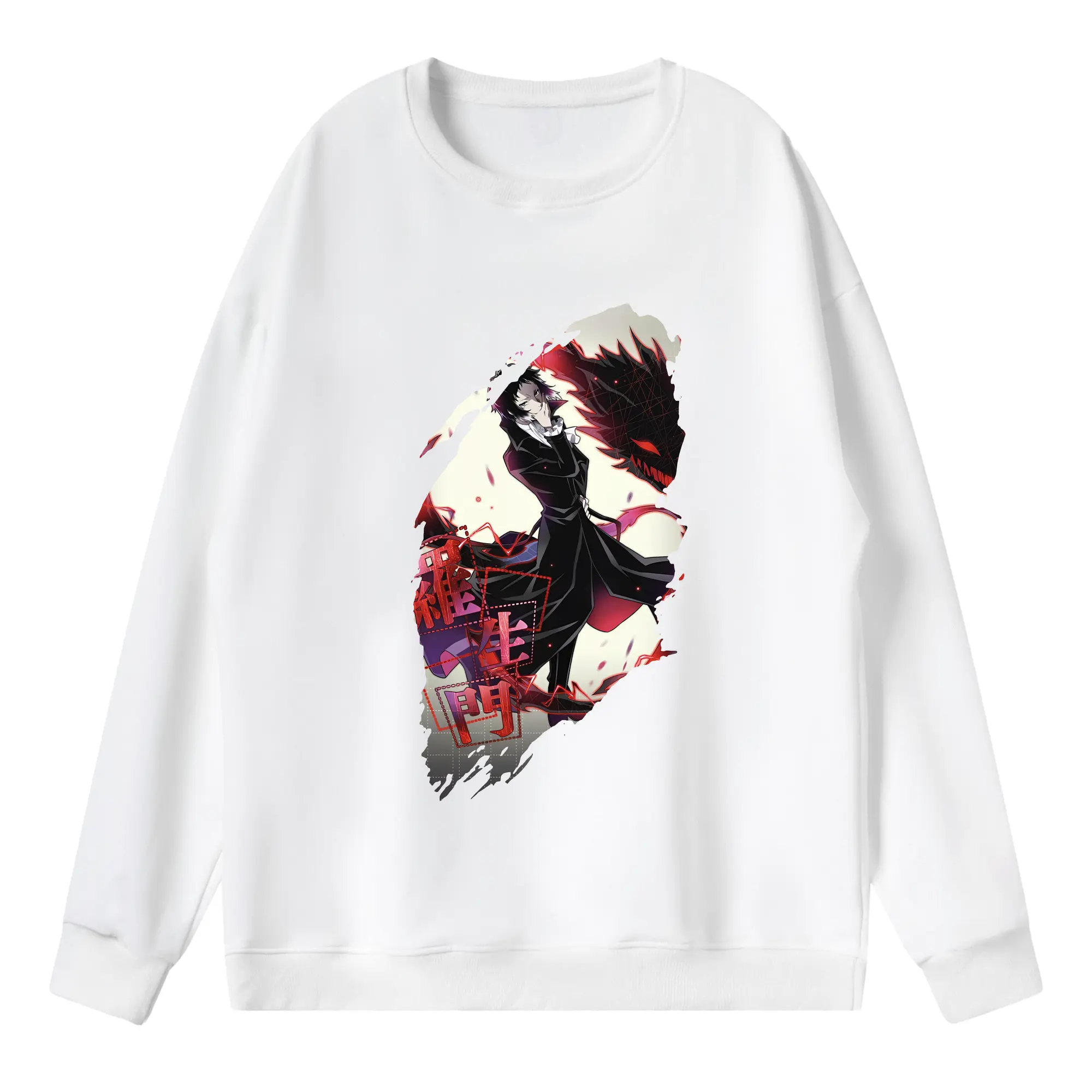 文豪ストレイドッグス グッズ,芥川龍之介 - 薄手 クルーネック スウェット 裏毛260g · ポリエステル 春秋向け カジュアル 男女兼用 · トレーナー デイリー スポーツ 散歩に最適