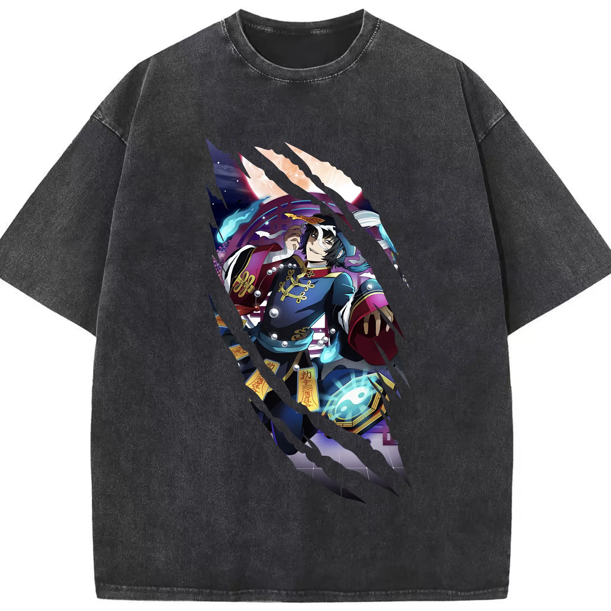 文豪ストレイドッグス グッズ,芥川龍之介 - 綿100％ ヴィンテージ風 半袖Tシャツ ・ フロントプリント ・ 柔らか肌触り ・ 通気性 快適 ・ スポーツ カジュアル 外出用