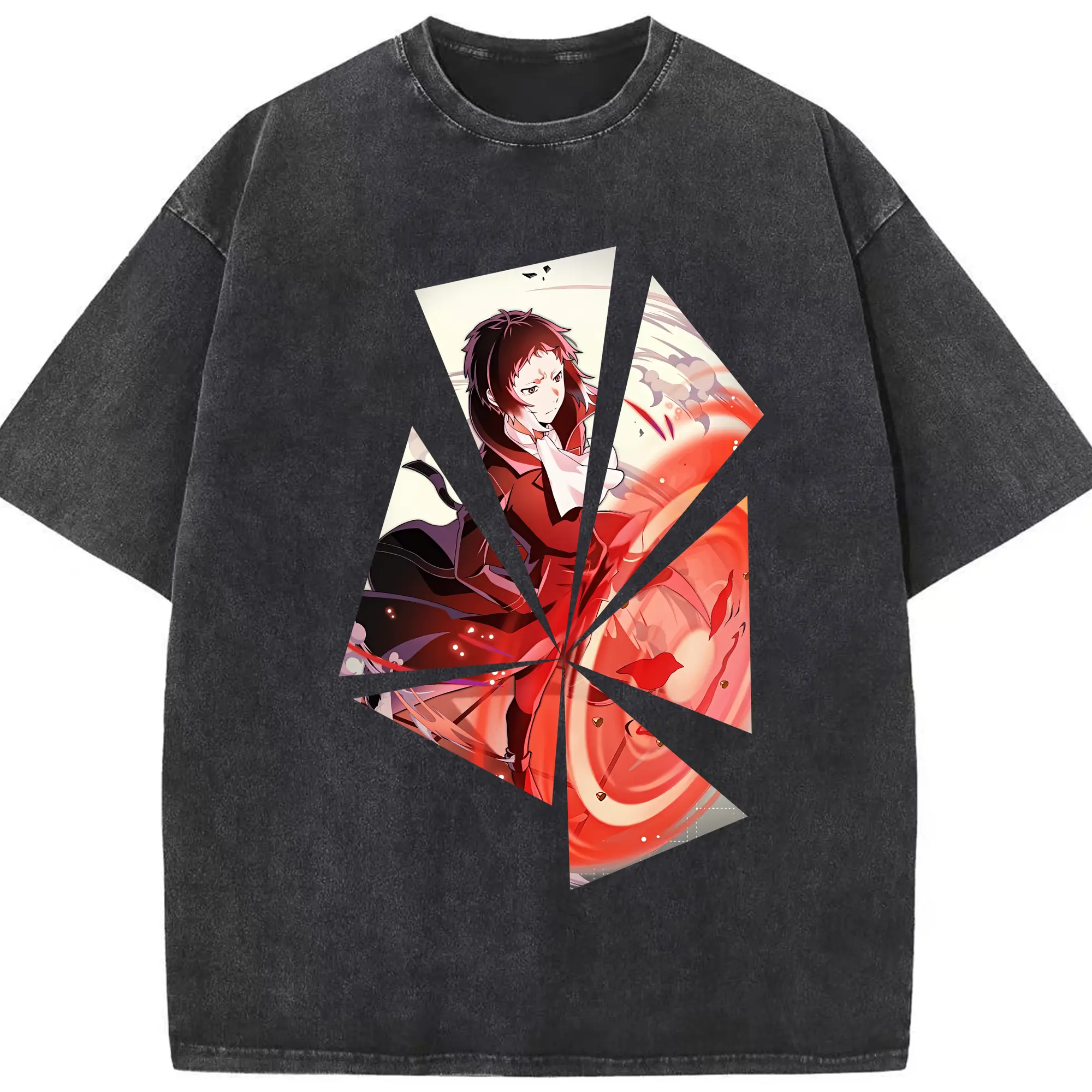 文豪ストレイドッグス グッズ,芥川龍之介 - 綿100％ ヴィンテージ風 半袖Tシャツ ・ フロントプリント ・ 柔らか肌触り ・ 通気性 快適 ・ スポーツ カジュアル 外出用