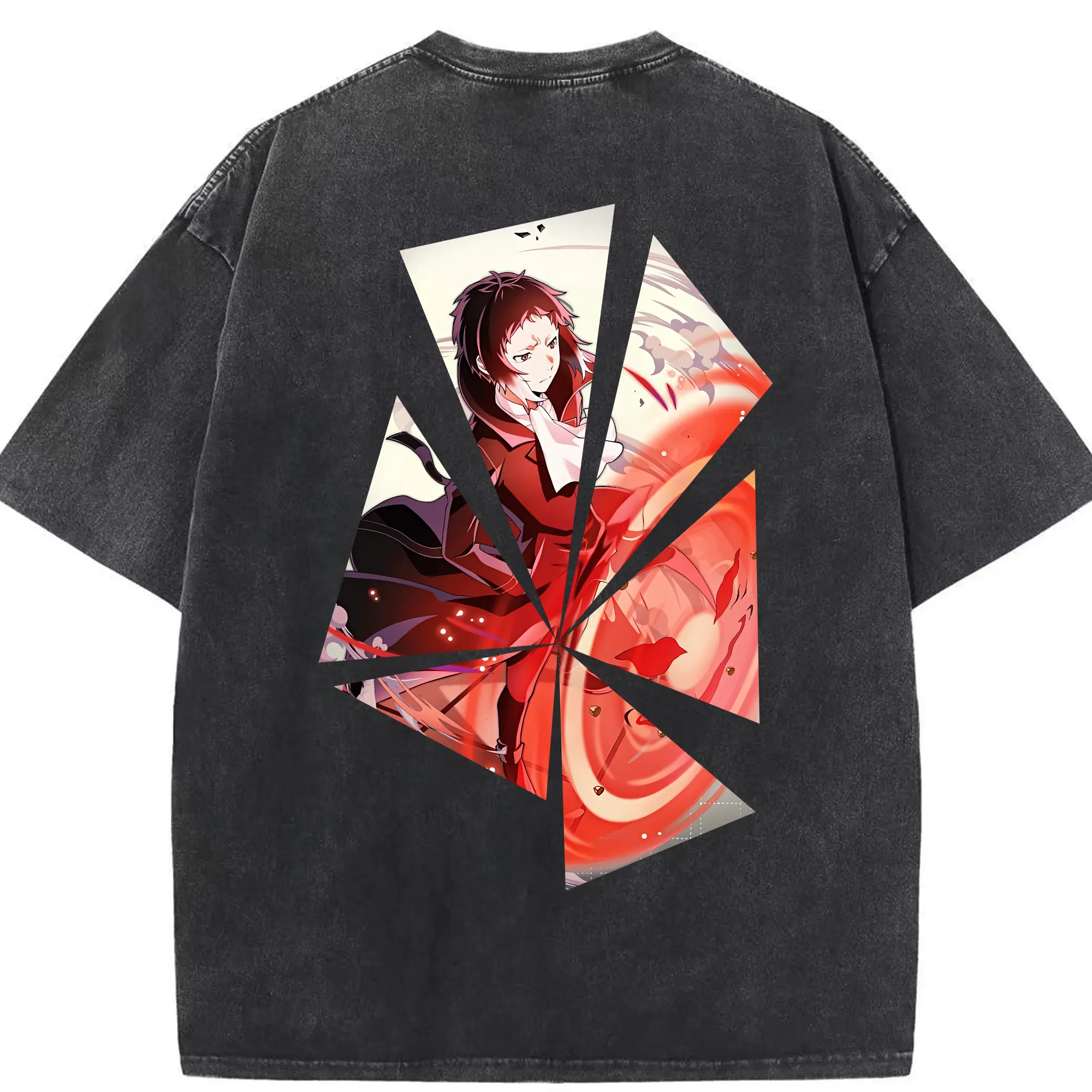 文豪ストレイドッグス グッズ,芥川龍之介 - 綿100％ ヴィンテージ風 半袖Tシャツ ・ 背面プリント ・ 柔らか肌触り ・ 通気性 快適 ・ スポーツ カジュアル 外出用