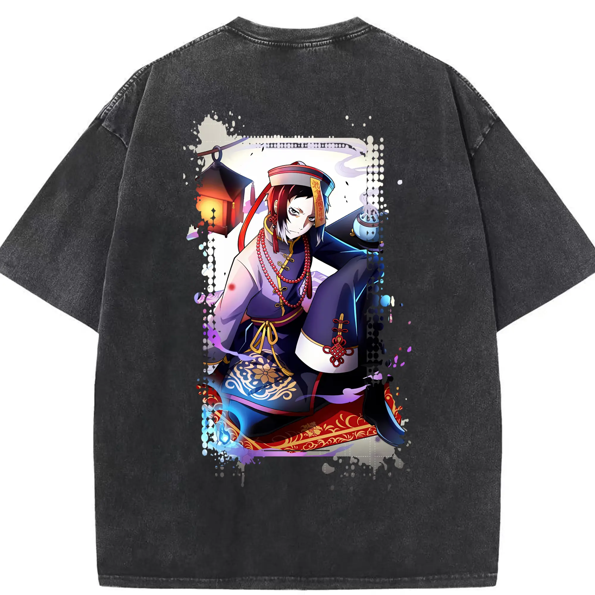 文豪ストレイドッグス グッズ,芥川龍之介 - 綿100％ ヴィンテージ風 半袖Tシャツ ・ 背面プリント ・ 柔らか肌触り ・ 通気性 快適 ・ スポーツ カジュアル 外出用