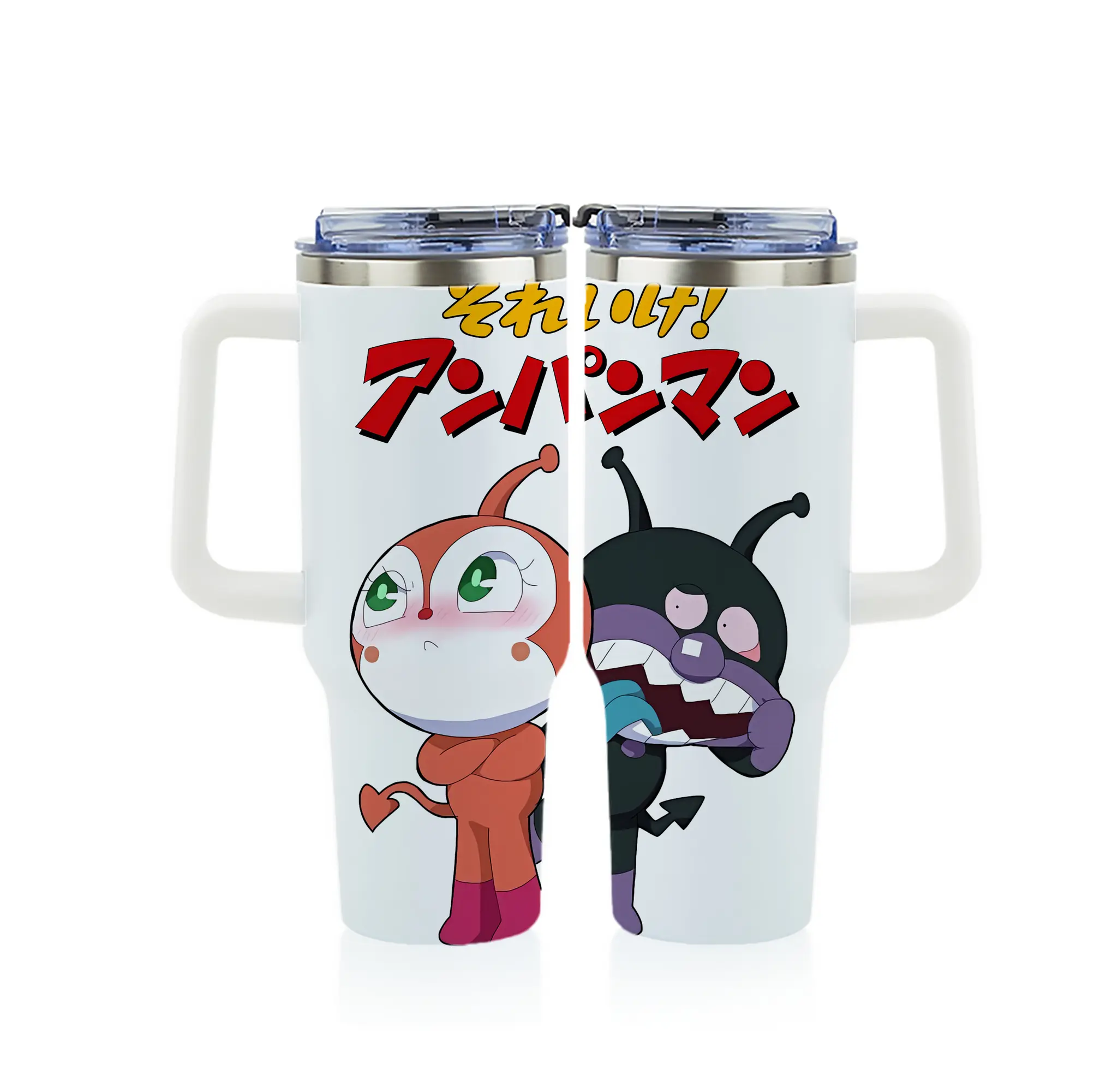 アンパンマン グッズ,ばいきんまん - 1200mL フルプリント車用タンブラー ・ 304ステンレス 内側 ・ 201ステンレス 外側 ・ 保温 保冷 ・ 通勤 ドライブ アウトドア用