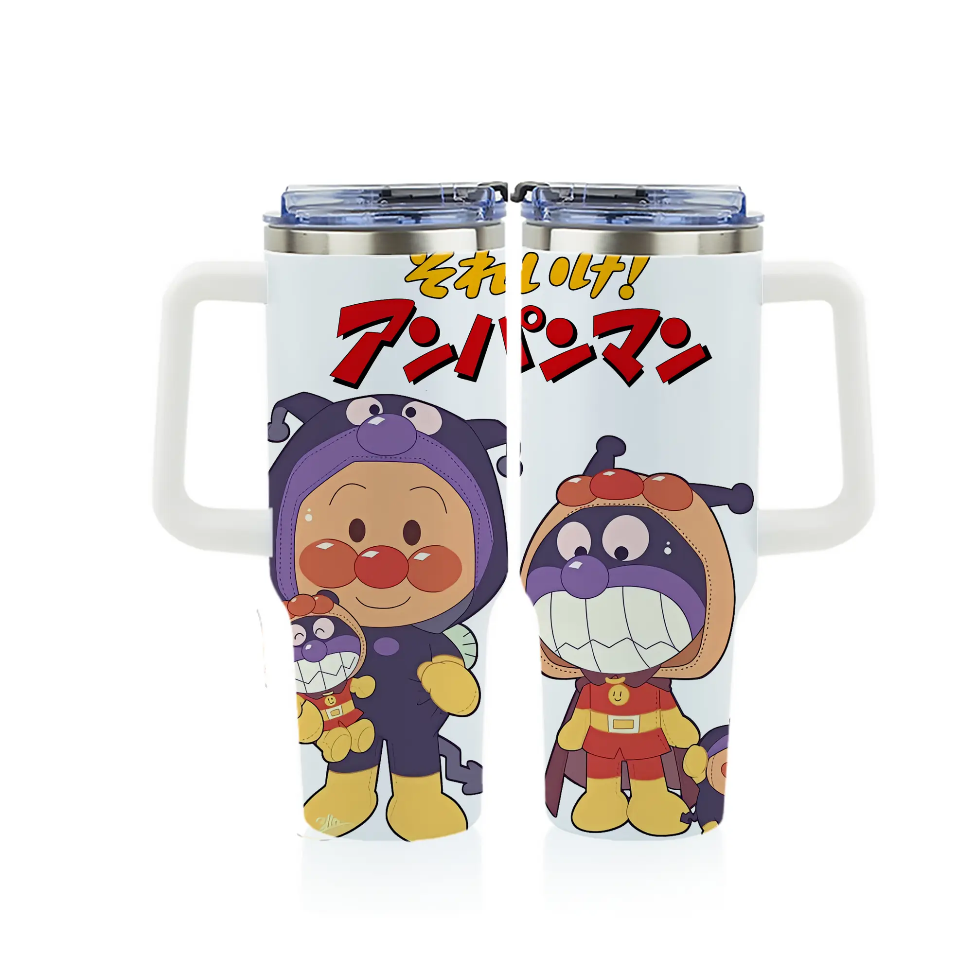 アンパンマン グッズ,ばいきんまん - 1200mL フルプリント車用タンブラー ・ 304ステンレス 内側 ・ 201ステンレス 外側 ・ 保温 保冷 ・ 通勤 ドライブ アウトドア用