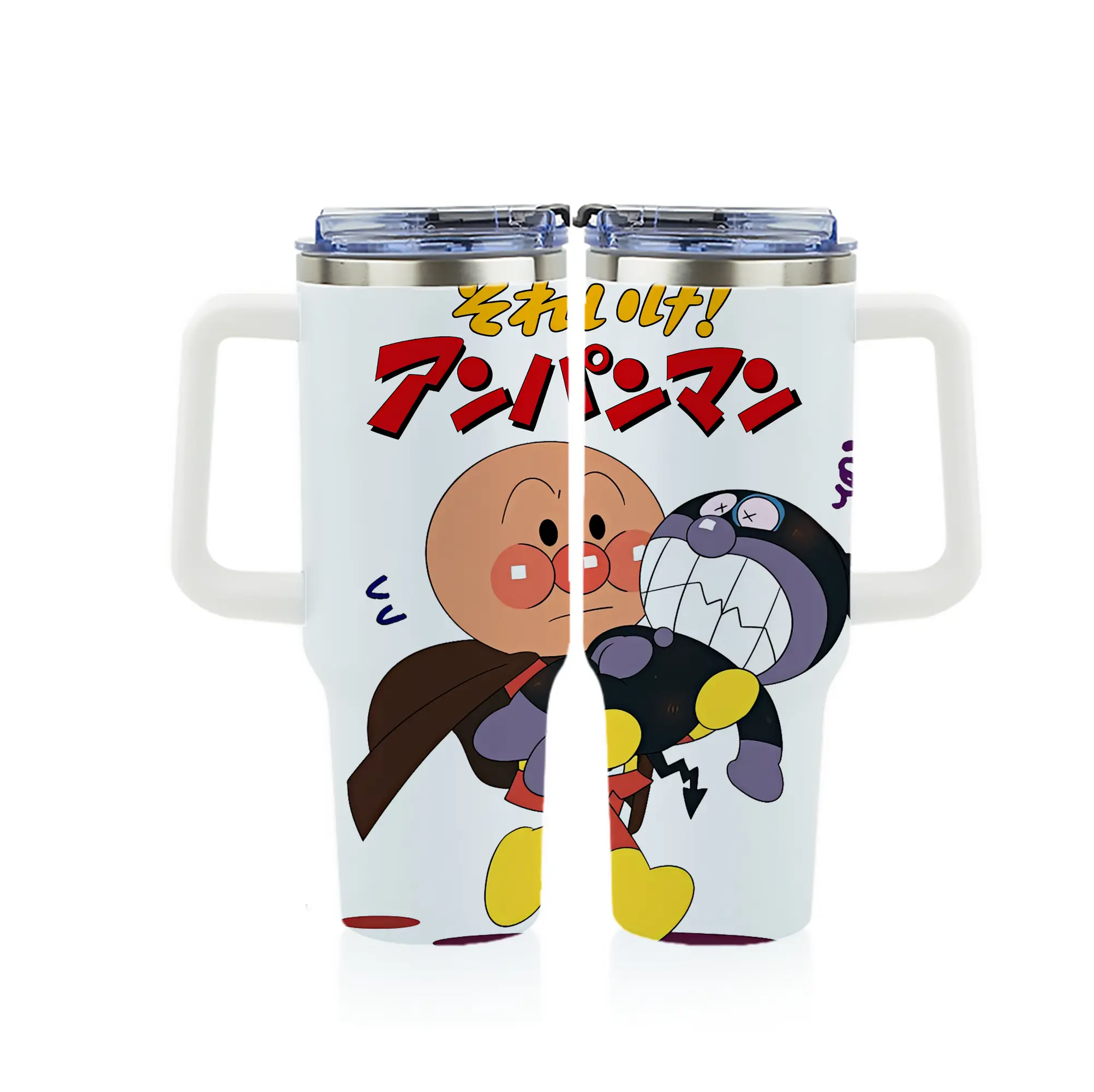 アンパンマン グッズ,ばいきんまん - 1200mL フルプリント車用タンブラー ・ 304ステンレス 内側 ・ 201ステンレス 外側 ・ 保温 保冷 ・ 通勤 ドライブ アウトドア用