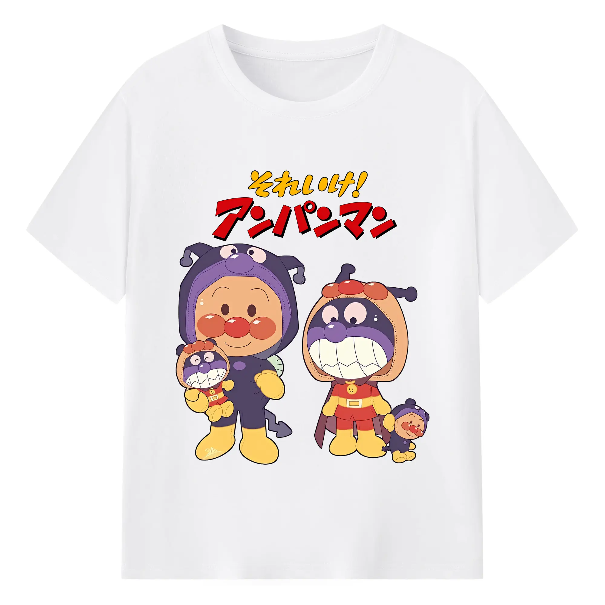 アンパンマン グッズ,ばいきんまん - 綿100％ 半袖Tシャツ ・ フロントプリント ・ 快適 通気性 ・ 日常使い 散歩 スポーツ用