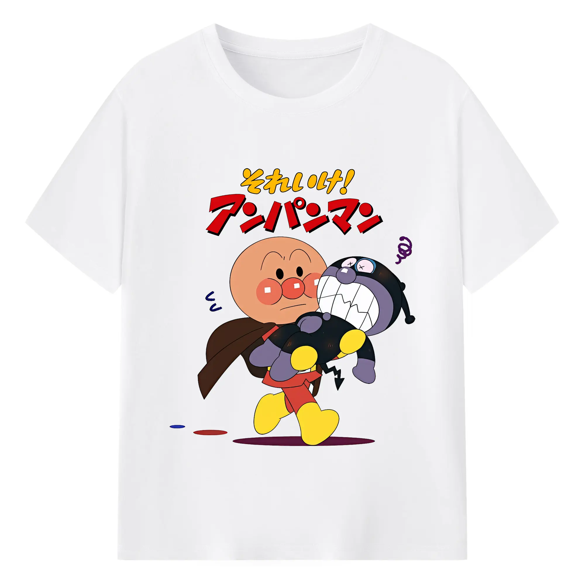 アンパンマン グッズ,ばいきんまん - 綿100％ 半袖Tシャツ ・ フロントプリント ・ 快適 通気性 ・ 日常使い 散歩 スポーツ用
