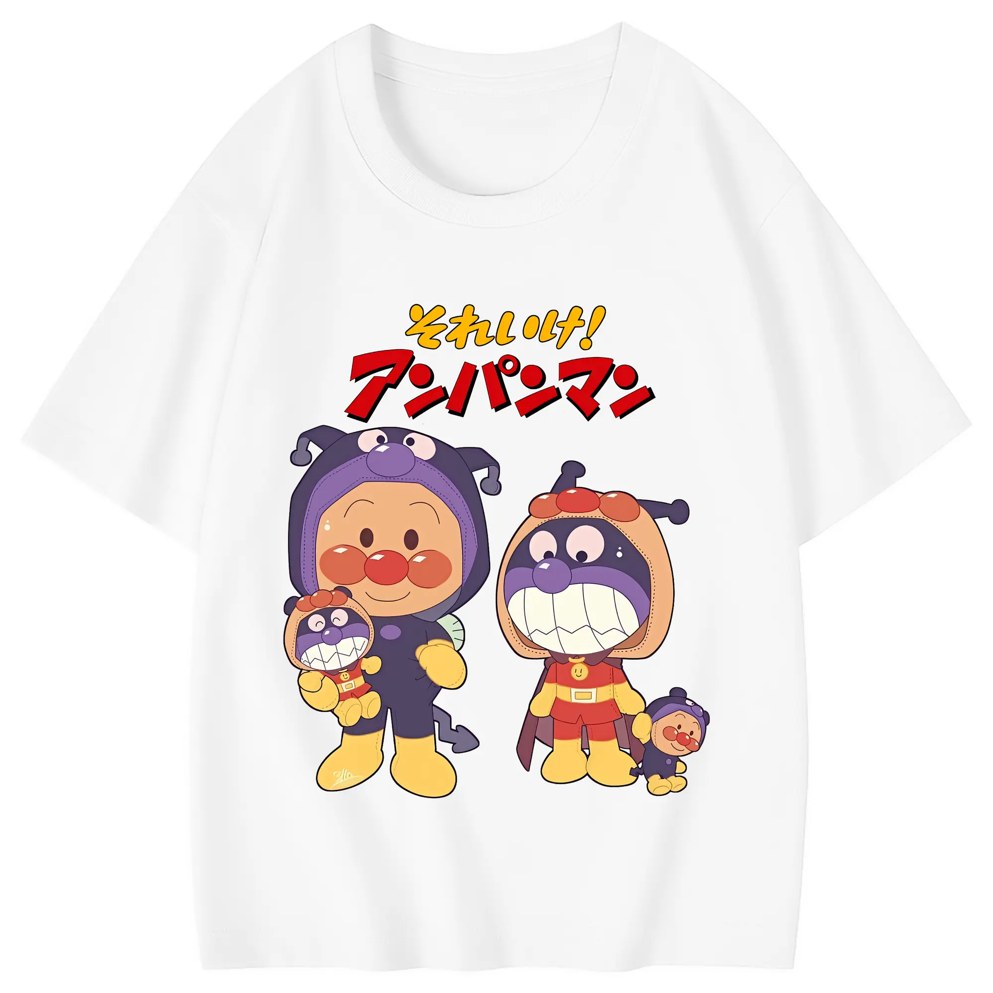 アンパンマン グッズ,ばいきんまん - 綿100％ キッズTシャツ ・ フロントプリント ・ 快適 通気性 ・ スポーツ カジュアル 散歩用