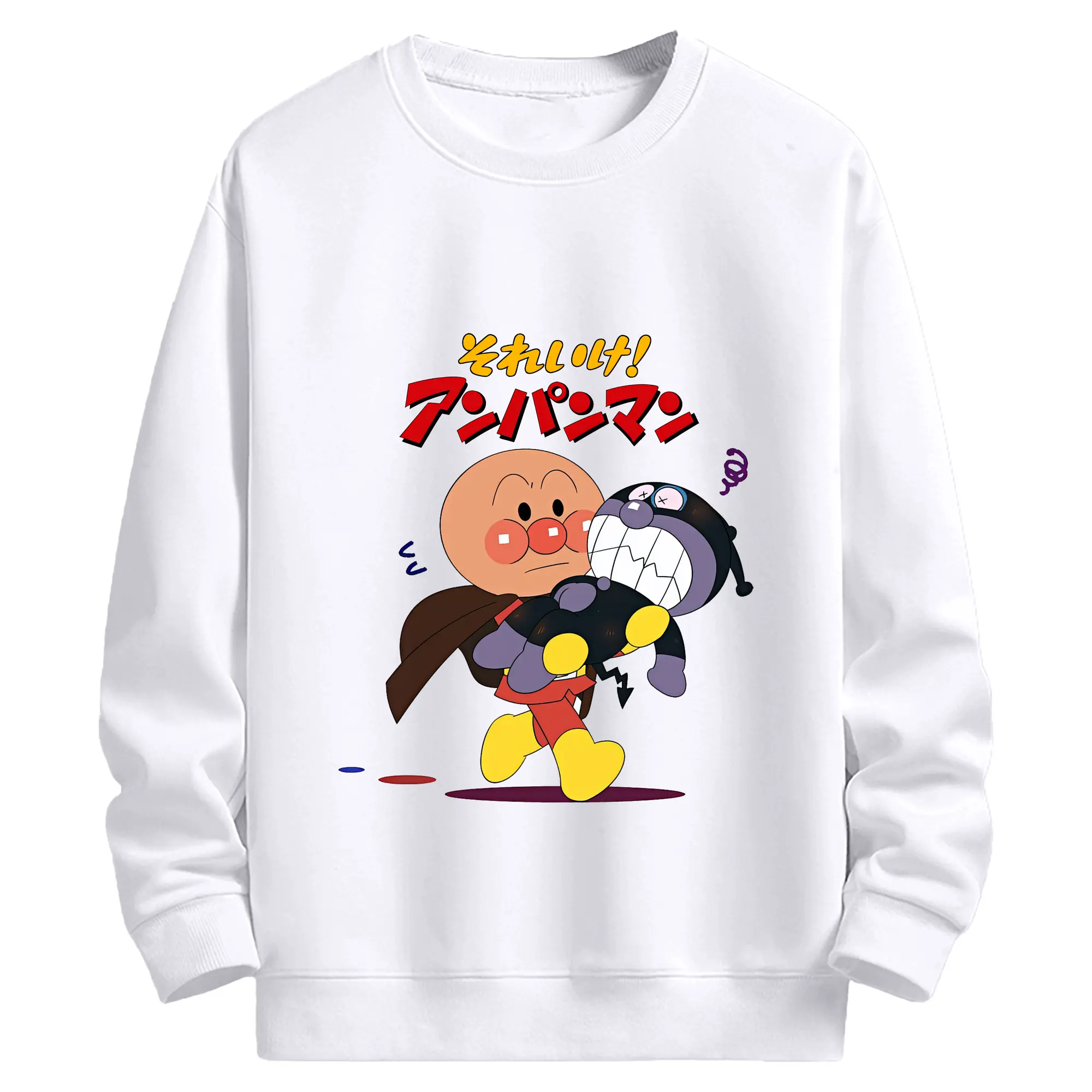 アンパンマン グッズ,ばいきんまん - 高品質 クルーネック スウェット ・ コットン59％ ポリエステル41％ ・ ユニセックス 長袖 トレーナー ・ カジュアル デイリー スポーツ 散歩用