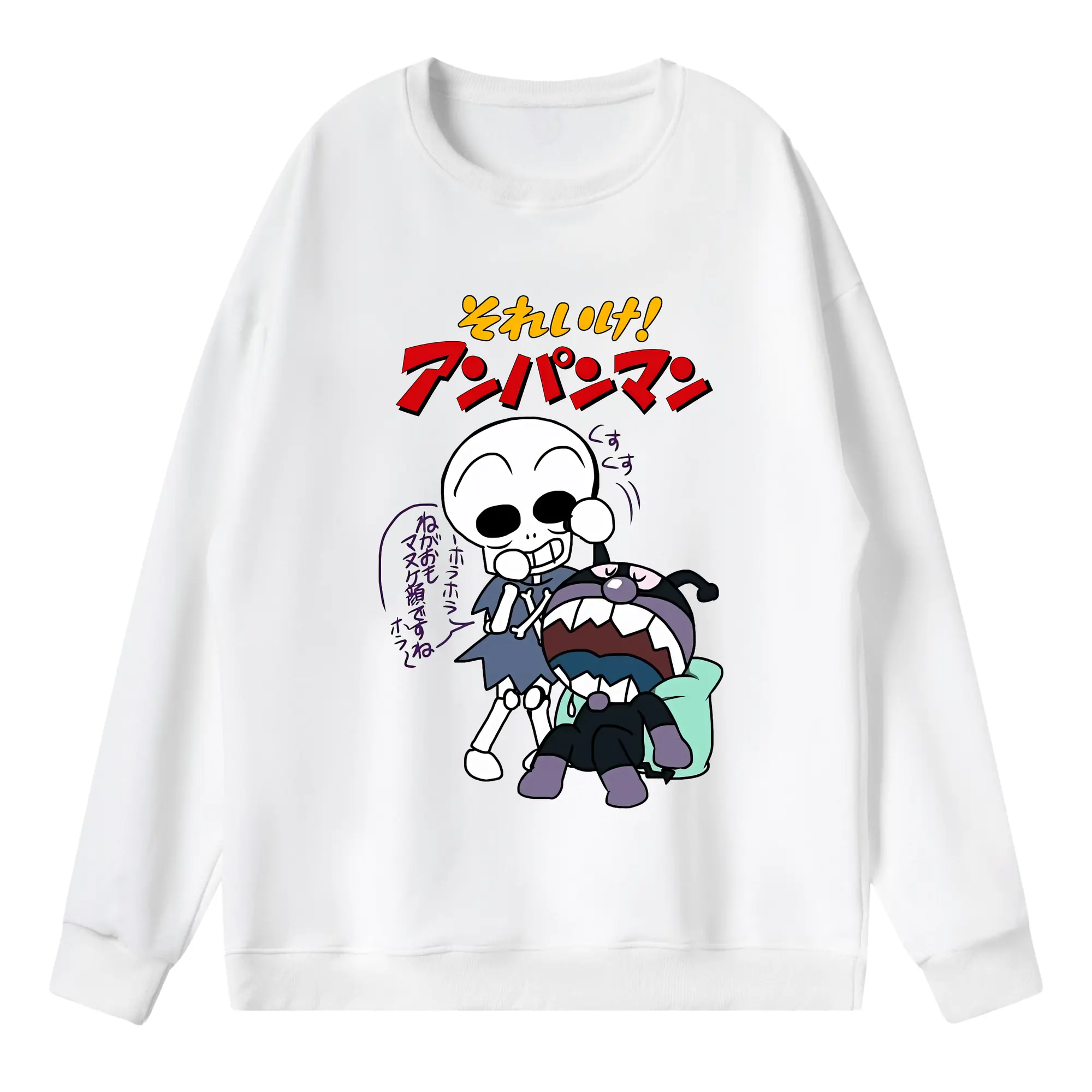 アンパンマン グッズ,ばいきんまん - 薄手 クルーネック スウェット 裏毛260g · ポリエステル 春秋向け カジュアル 男女兼用 · トレーナー デイリー スポーツ 散歩に最適