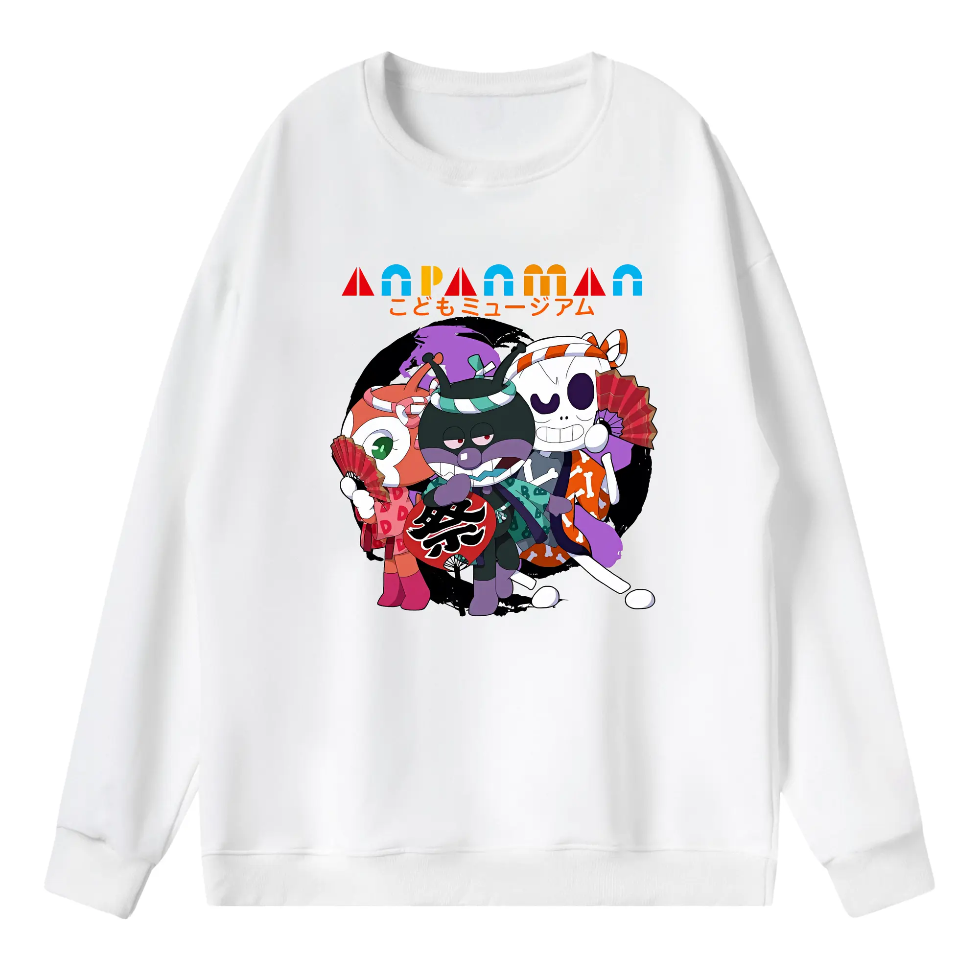 アンパンマン グッズ,ばいきんまん - 薄手 クルーネック スウェット 裏毛260g · ポリエステル 春秋向け カジュアル 男女兼用 · トレーナー デイリー スポーツ 散歩に最適