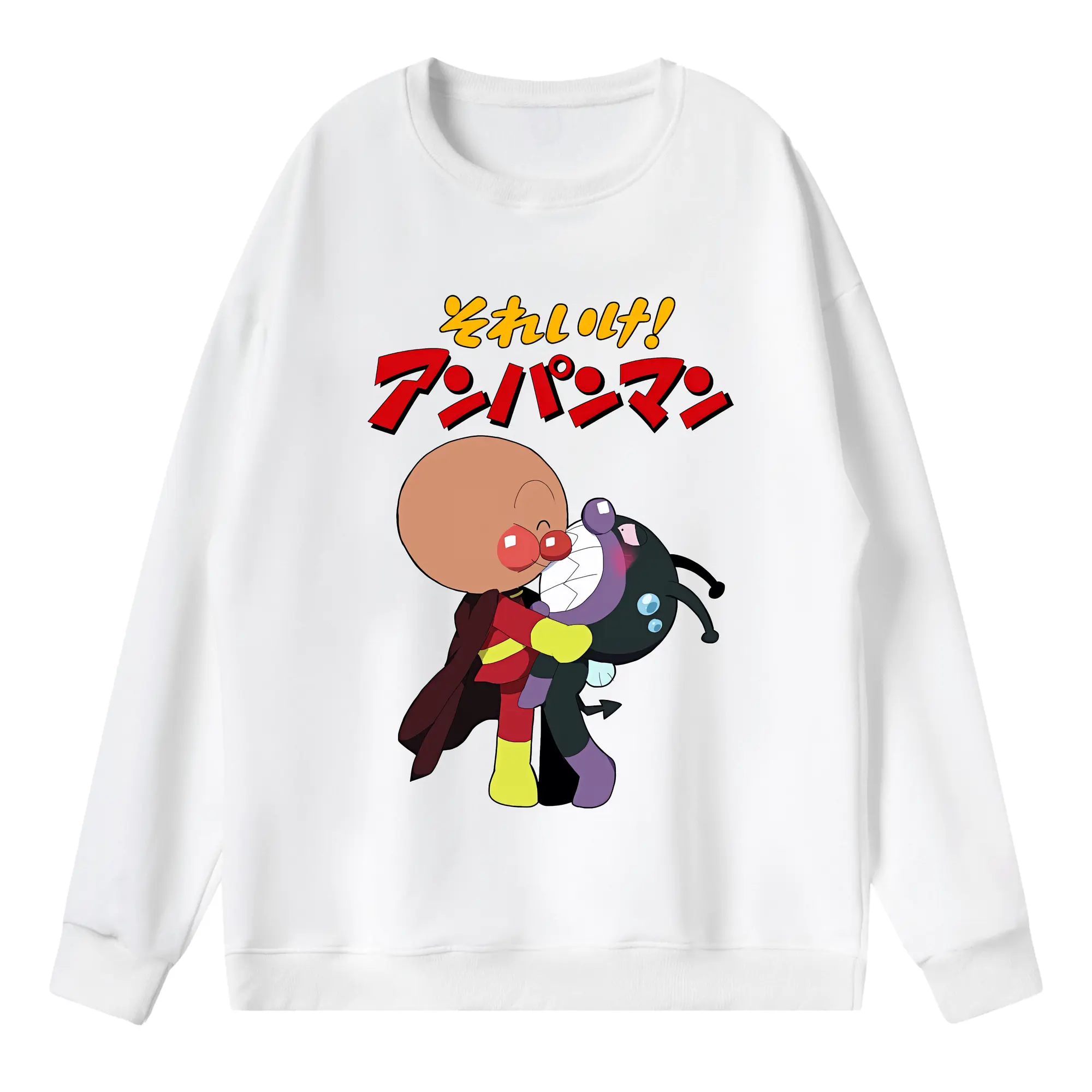 アンパンマン グッズ,ばいきんまん - 薄手 クルーネック スウェット 裏毛260g · ポリエステル 春秋向け カジュアル 男女兼用 · トレーナー デイリー スポーツ 散歩に最適