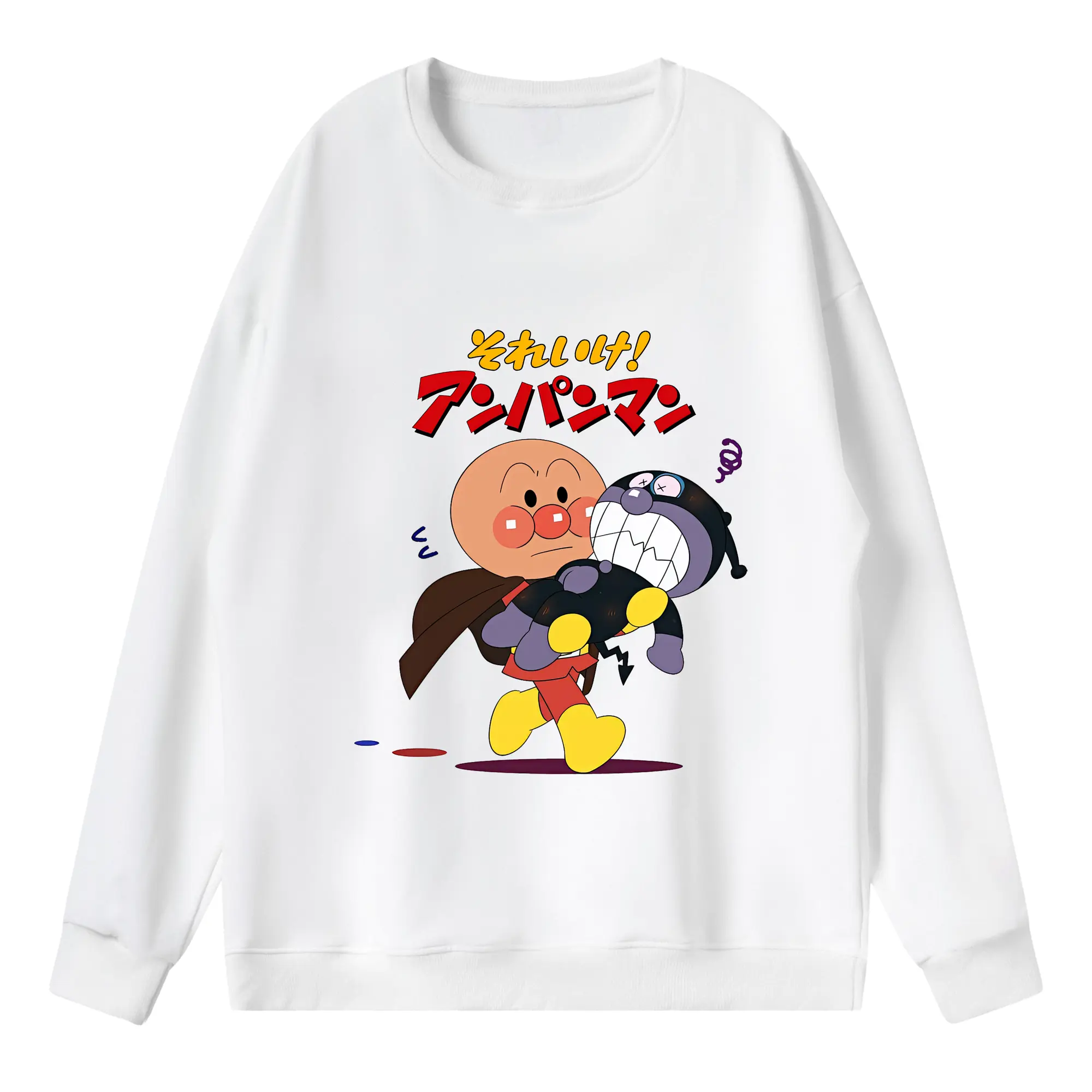 アンパンマン グッズ,ばいきんまん - 薄手 クルーネック スウェット 裏毛260g · ポリエステル 春秋向け カジュアル 男女兼用 · トレーナー デイリー スポーツ 散歩に最適