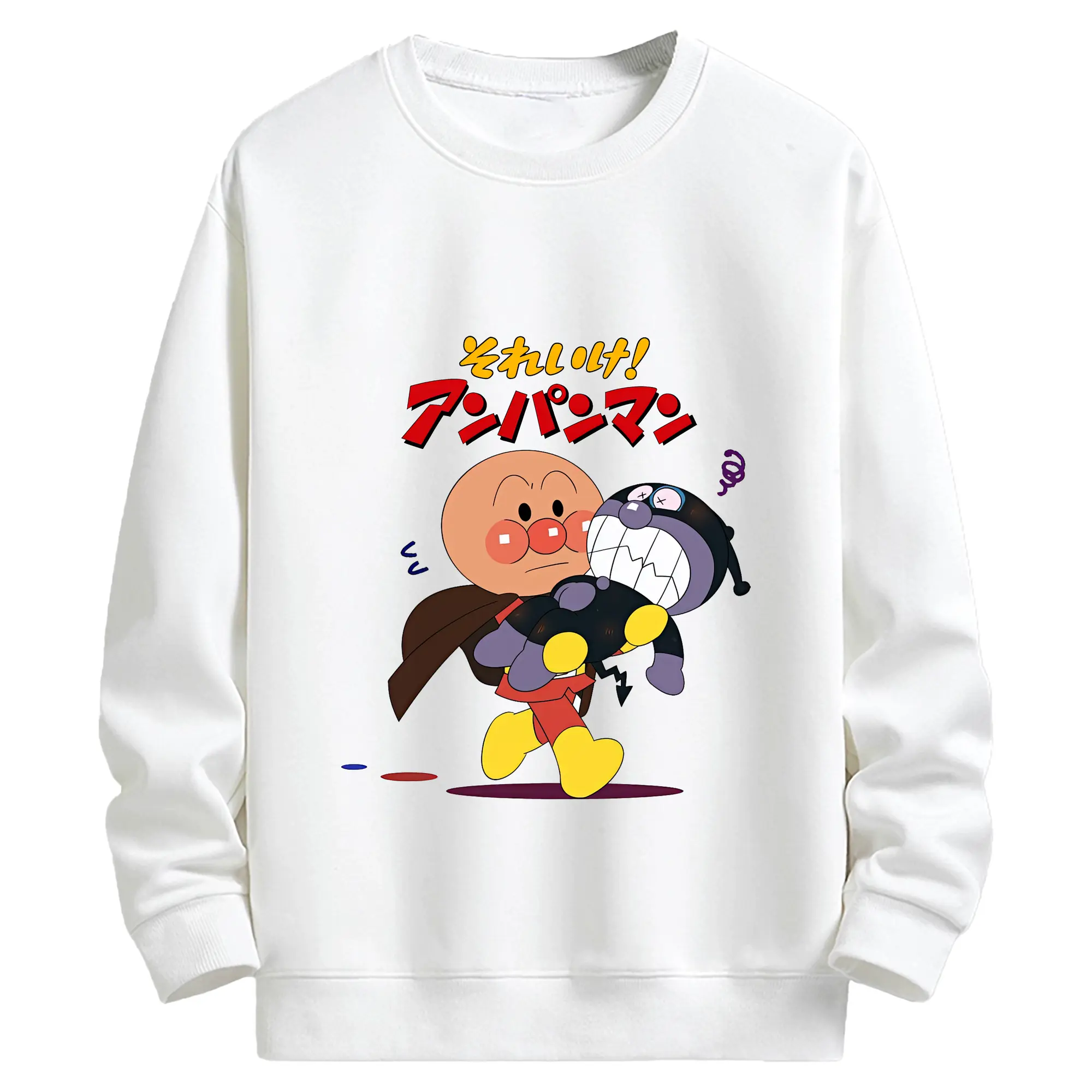 アンパンマン グッズ,ばいきんまん - キッズ クルーネックスウェットシャツ ・ フロントプリント ・ 綿80％ ポリエステル20％ ・ 快適 通学 スポーツ 日常使い お散歩用