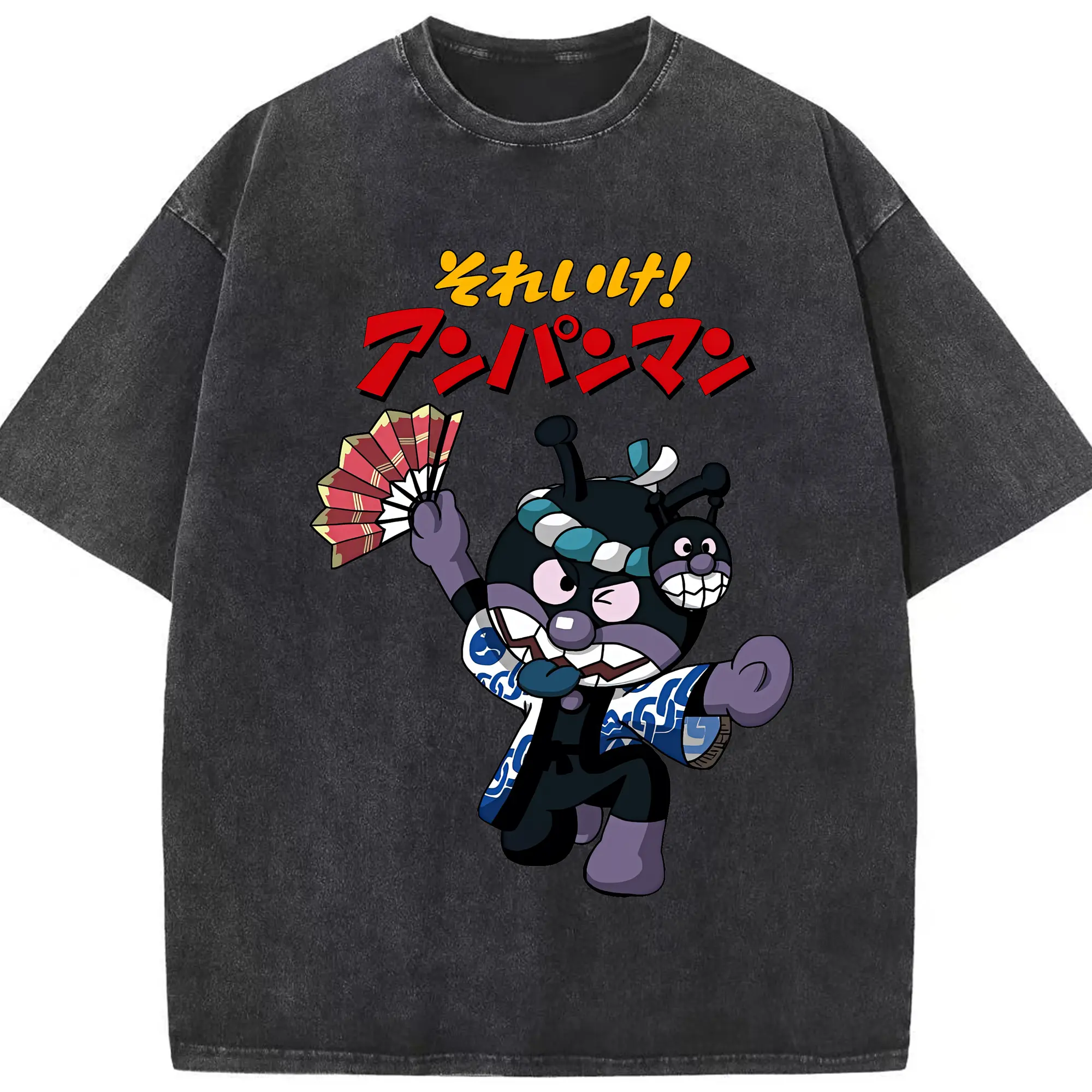 アンパンマン グッズ,ばいきんまん - 綿100％ ヴィンテージ風 半袖Tシャツ ・ フロントプリント ・ 柔らか肌触り ・ 通気性 快適 ・ スポーツ カジュアル 外出用