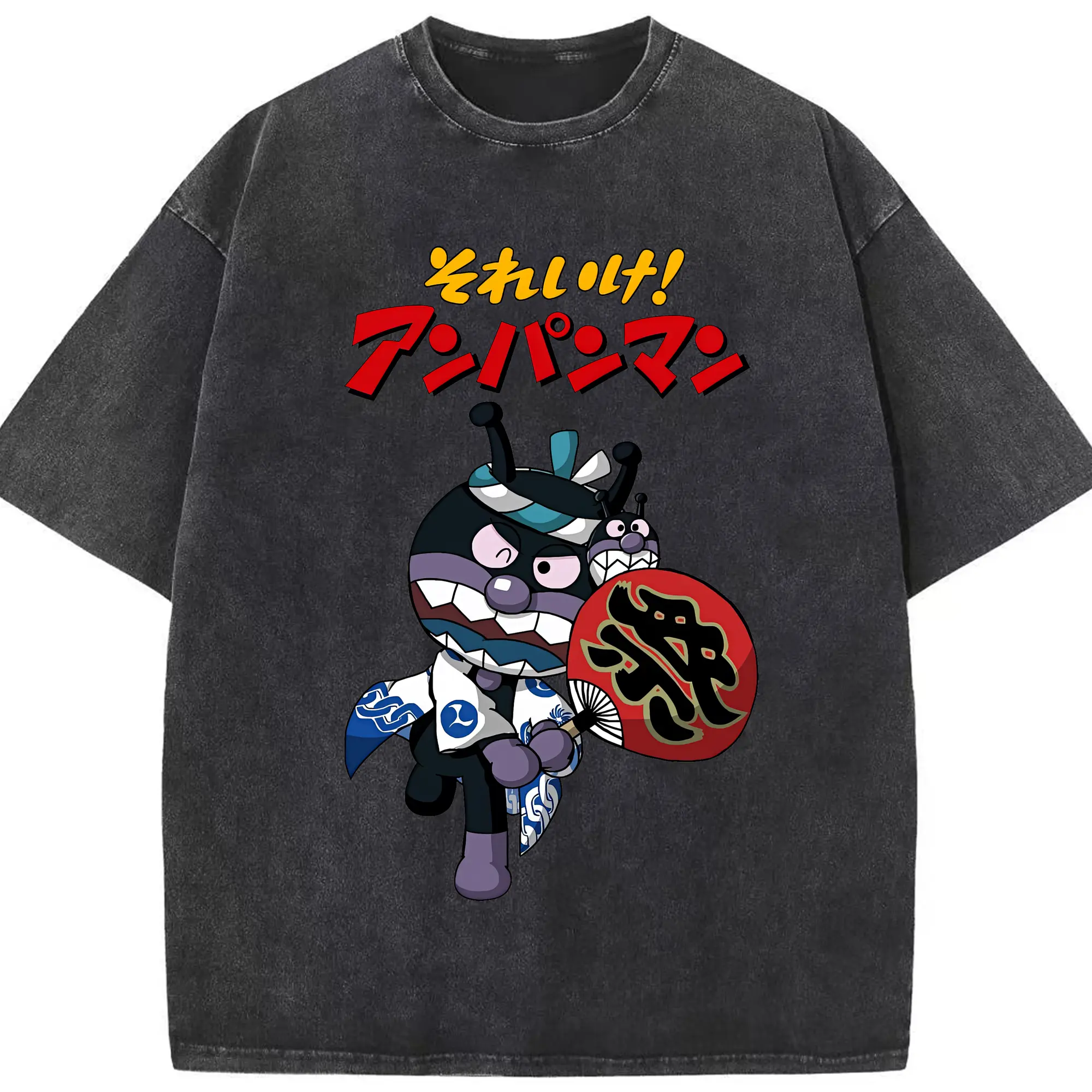 アンパンマン グッズ,ばいきんまん - 綿100％ ヴィンテージ風 半袖Tシャツ ・ フロントプリント ・ 柔らか肌触り ・ 通気性 快適 ・ スポーツ カジュアル 外出用