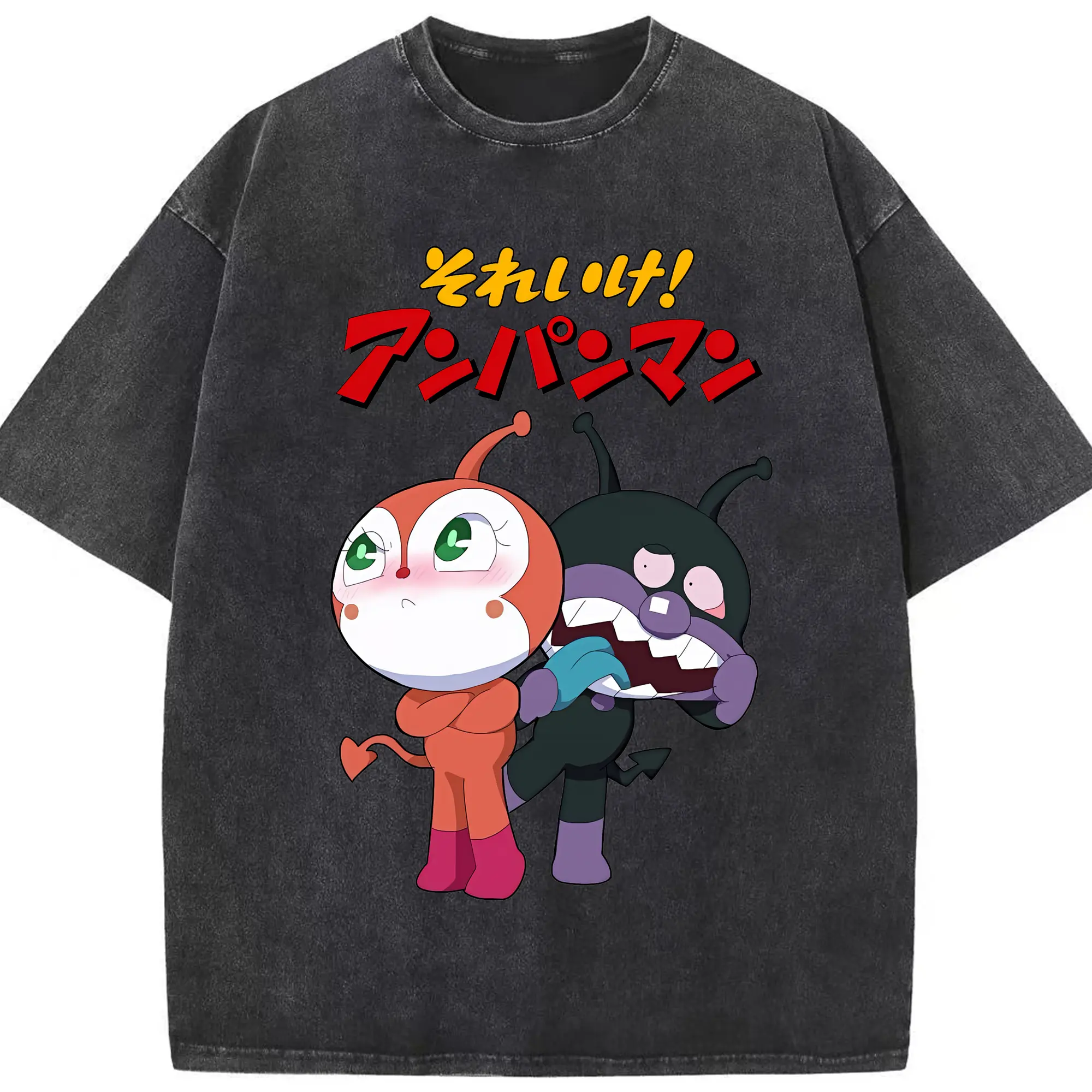 アンパンマン グッズ,ばいきんまん - 綿100％ ヴィンテージ風 半袖Tシャツ ・ フロントプリント ・ 柔らか肌触り ・ 通気性 快適 ・ スポーツ カジュアル 外出用