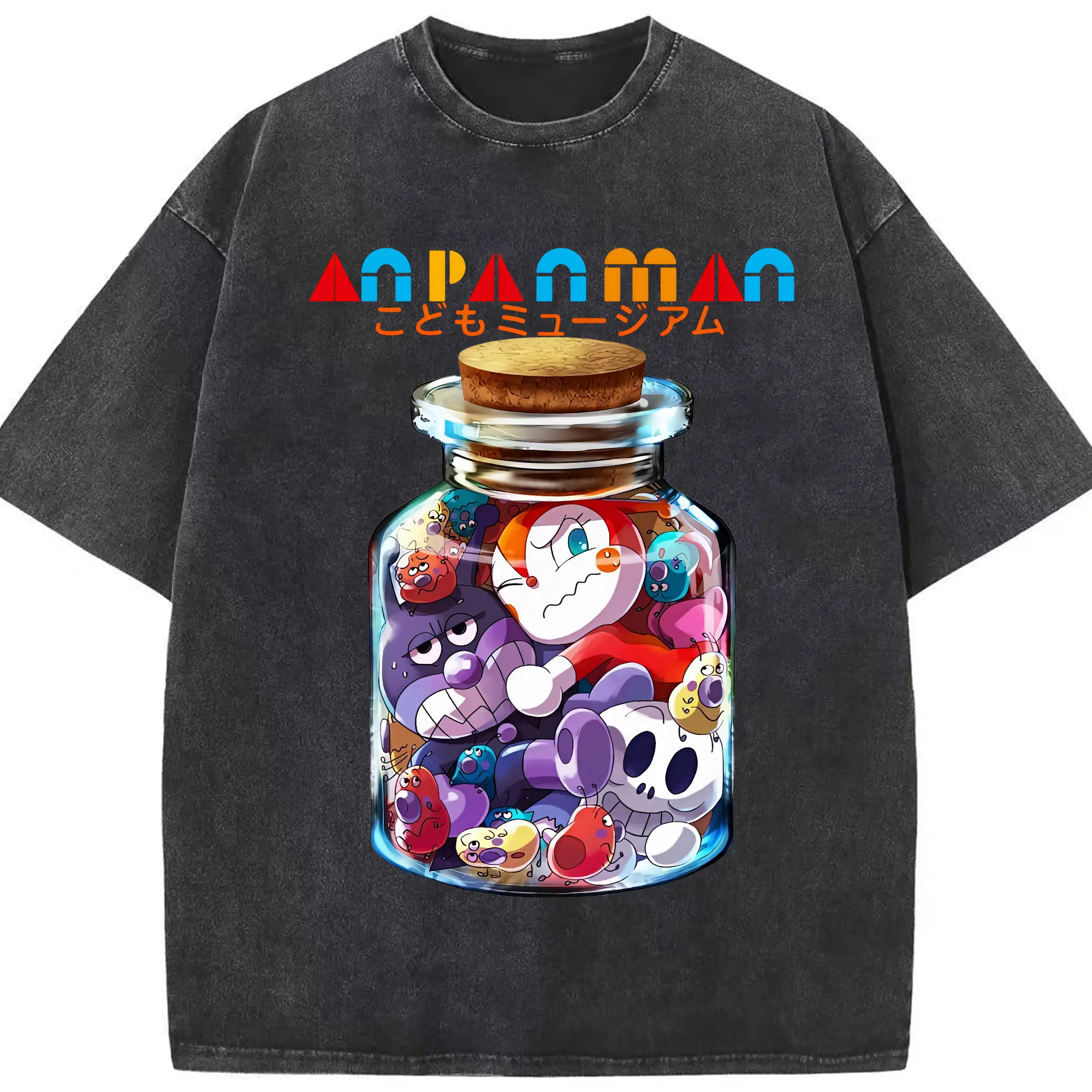 アンパンマン グッズ,ばいきんまん - 綿100％ ヴィンテージ風 半袖Tシャツ ・ フロントプリント ・ 柔らか肌触り ・ 通気性 快適 ・ スポーツ カジュアル 外出用