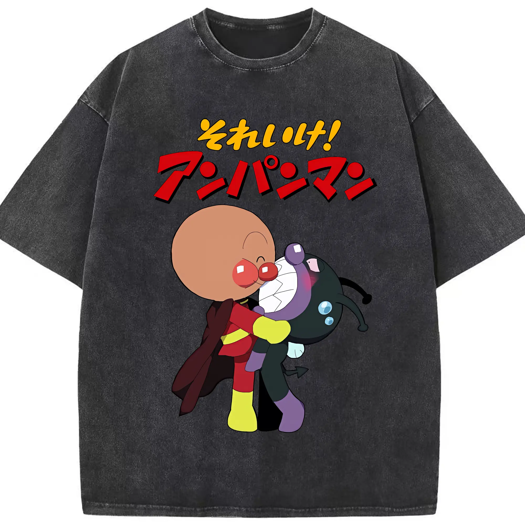 アンパンマン グッズ,ばいきんまん - 綿100％ ヴィンテージ風 半袖Tシャツ ・ フロントプリント ・ 柔らか肌触り ・ 通気性 快適 ・ スポーツ カジュアル 外出用