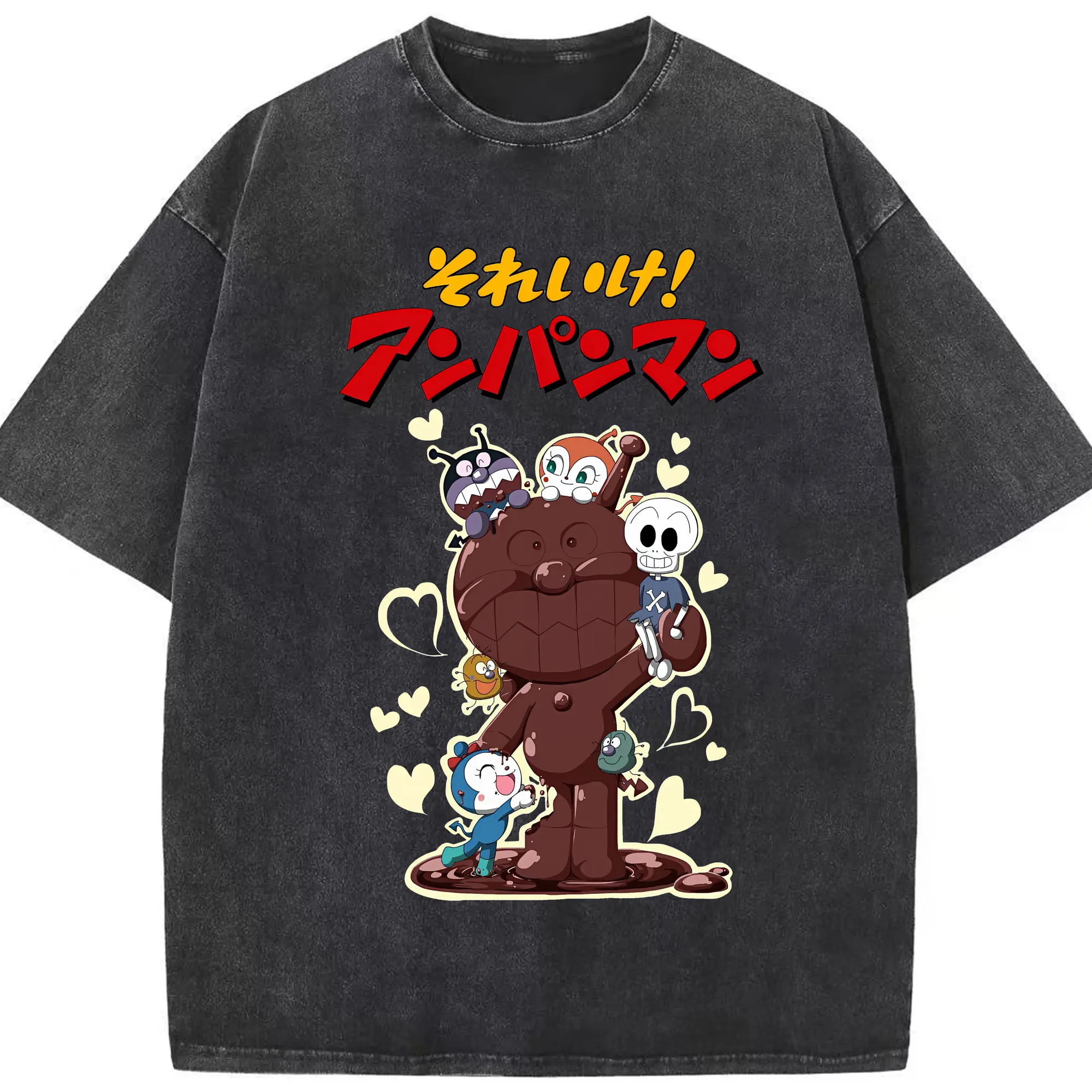 アンパンマン グッズ,ばいきんまん - 綿100％ ヴィンテージ風 半袖Tシャツ ・ フロントプリント ・ 柔らか肌触り ・ 通気性 快適 ・ スポーツ カジュアル 外出用