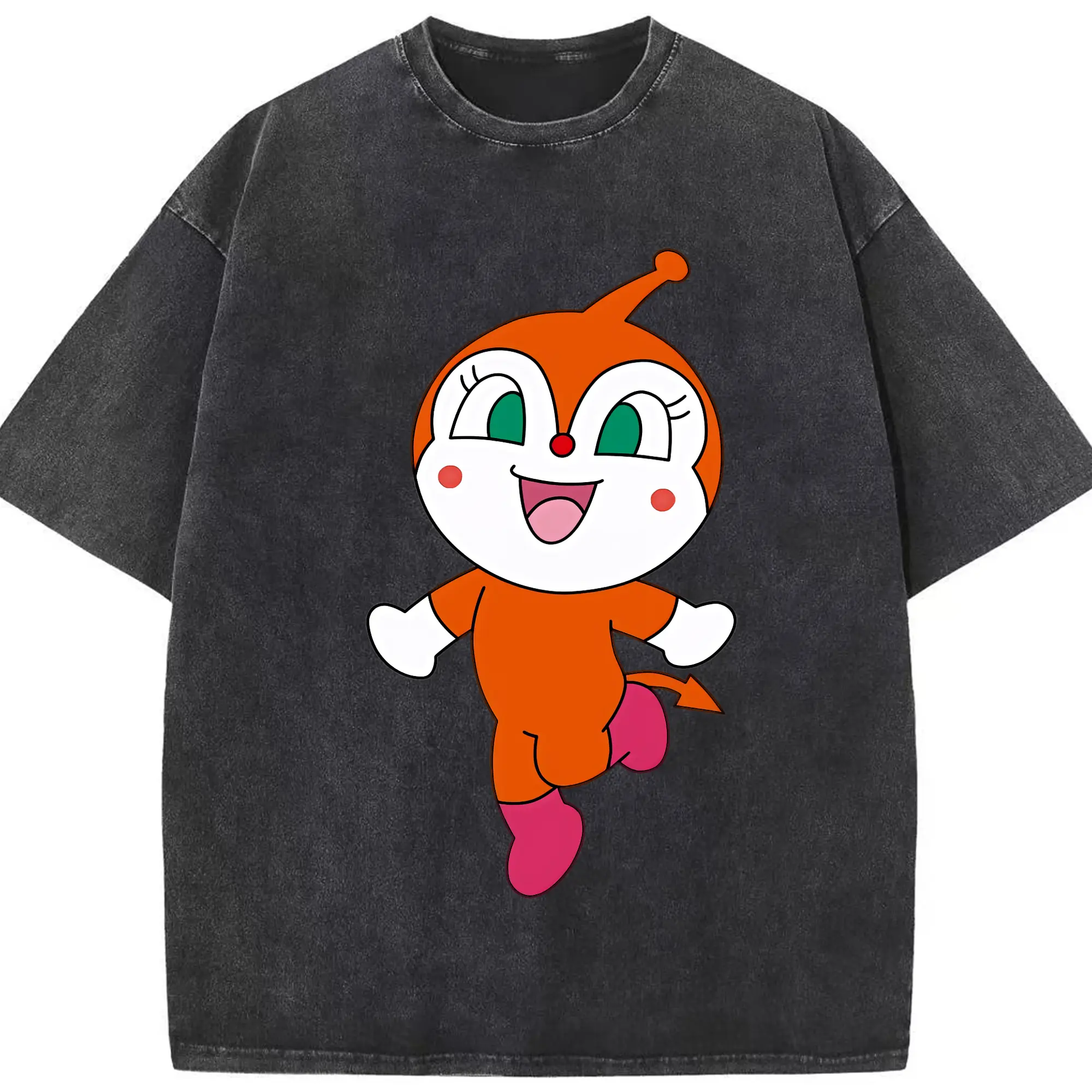 アンパンマン グッズ,ドキンちゃん - 綿100％ ヴィンテージ風 半袖Tシャツ ・ フロントプリント ・ 柔らか肌触り ・ 通気性 快適 ・ スポーツ カジュアル 外出用