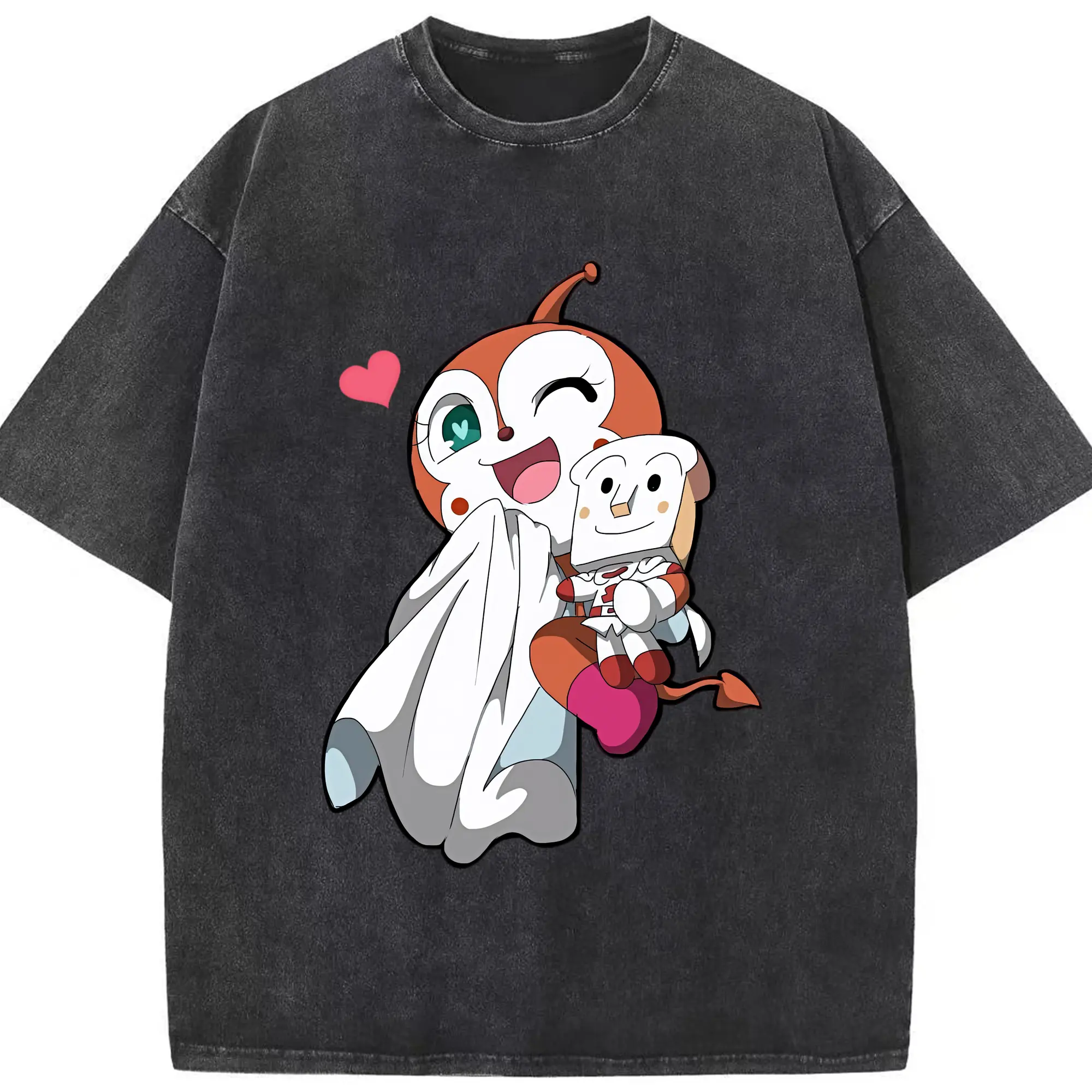 アンパンマン グッズ,ドキンちゃん - 綿100％ ヴィンテージ風 半袖Tシャツ ・ フロントプリント ・ 柔らか肌触り ・ 通気性 快適 ・ スポーツ カジュアル 外出用
