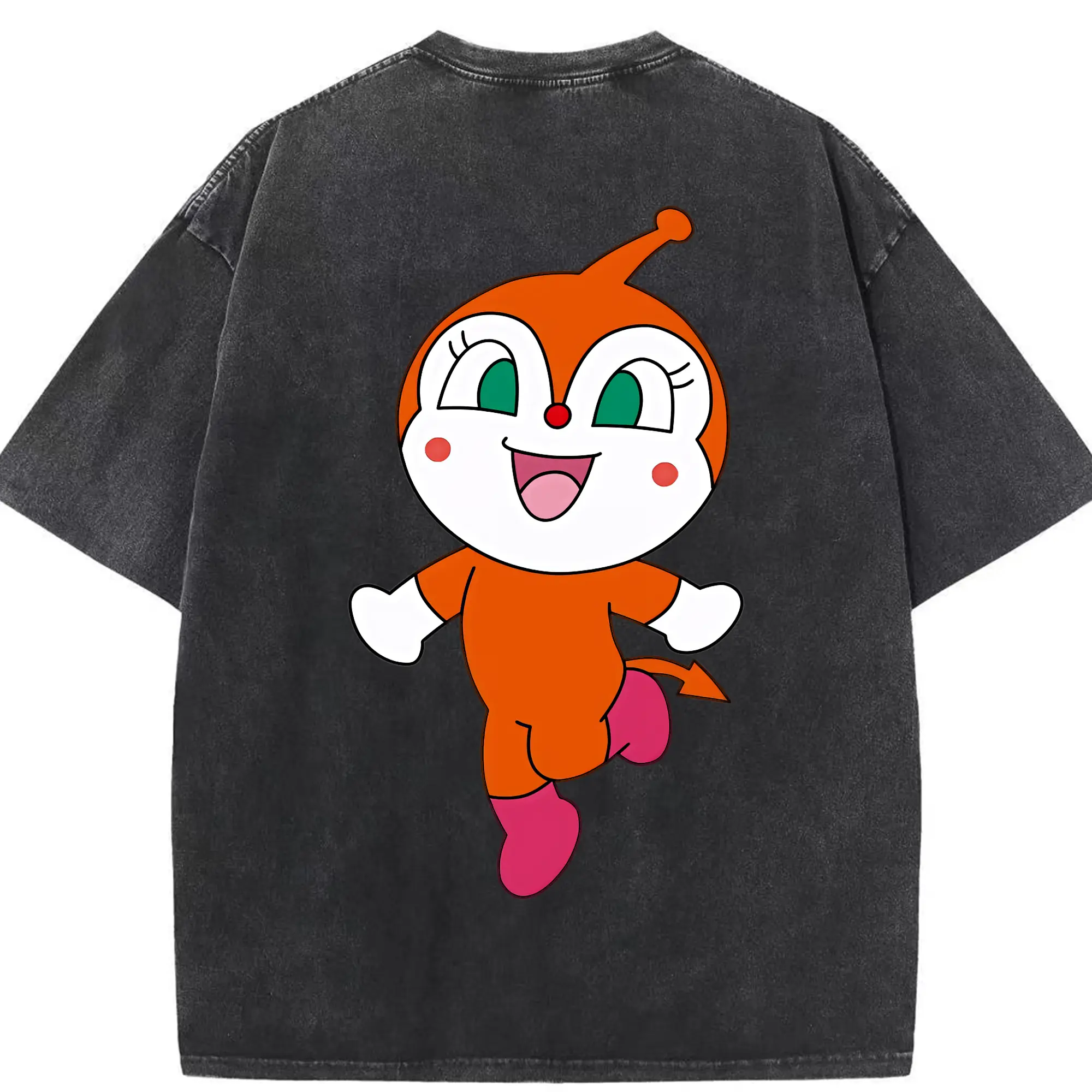 アンパンマン グッズ,ドキンちゃん - 綿100％ ヴィンテージ風 半袖Tシャツ ・ 背面プリント ・ 柔らか肌触り ・ 通気性 快適 ・ スポーツ カジュアル 外出用