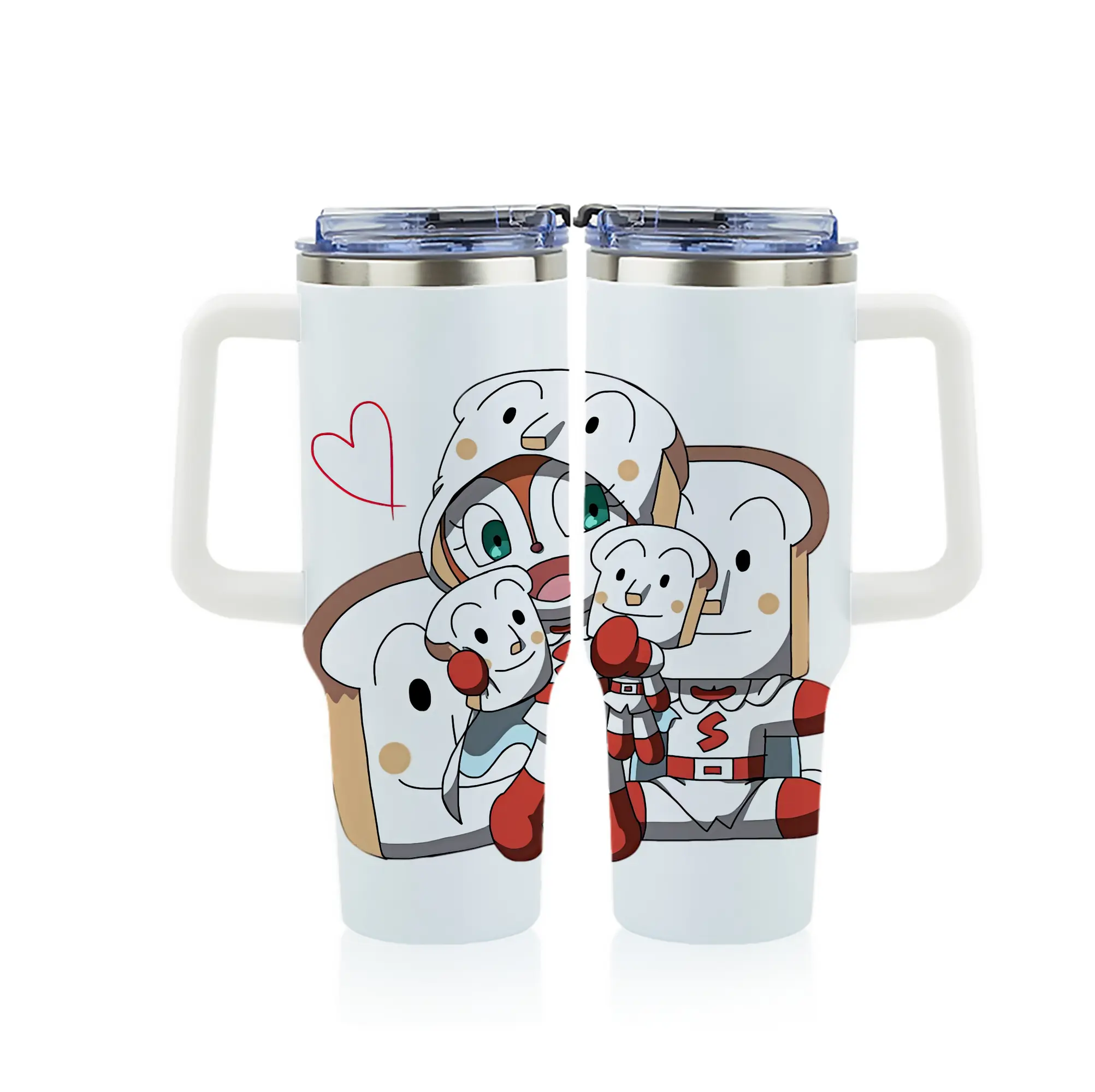 アンパンマン グッズ,しょくぱんまん - 1200mL フルプリント車用タンブラー ・ 304ステンレス 内側 ・ 201ステンレス 外側 ・ 保温 保冷 ・ 通勤 ドライブ アウトドア用