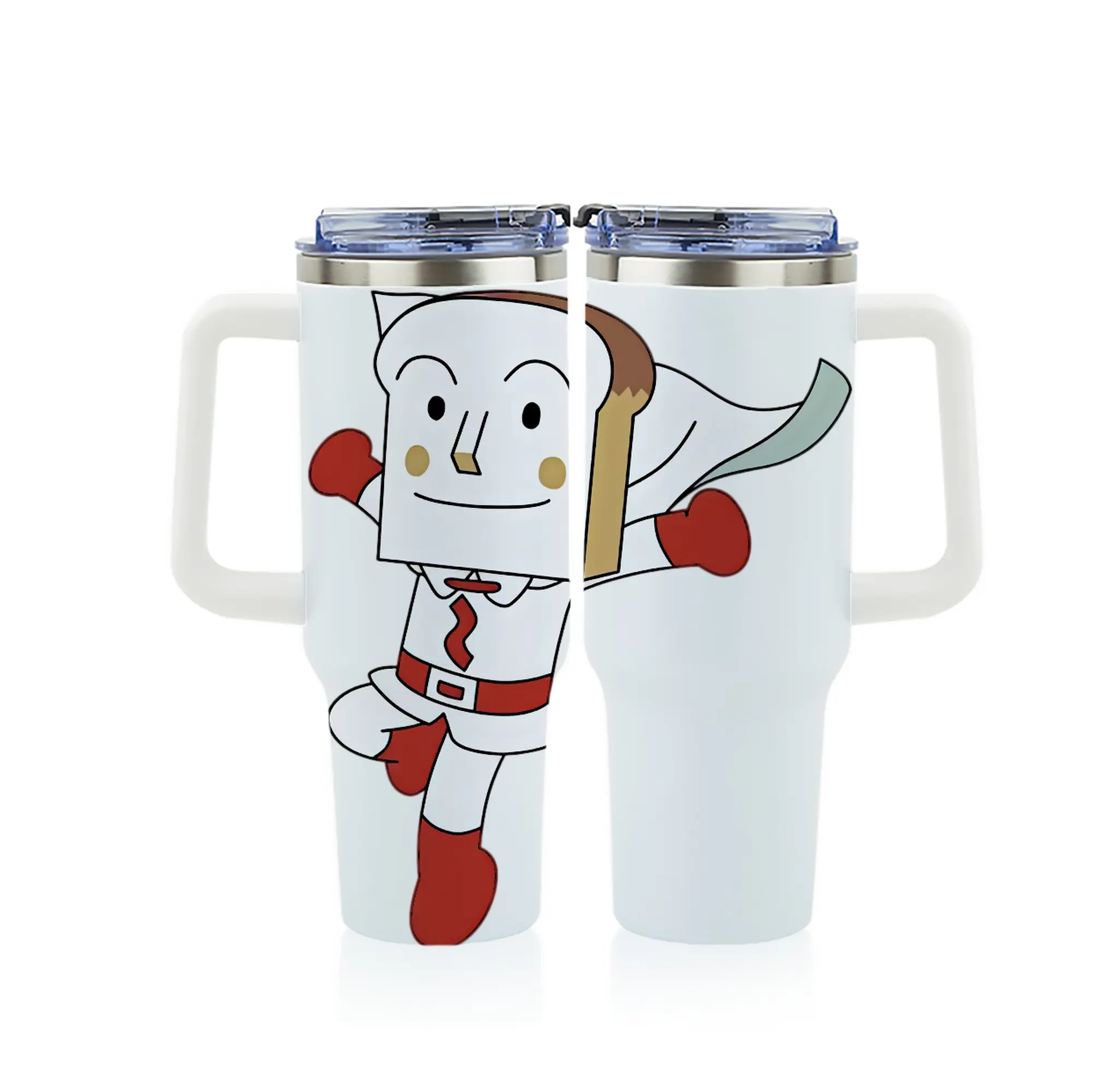 アンパンマン グッズ,しょくぱんまん - 1200mL フルプリント車用タンブラー ・ 304ステンレス 内側 ・ 201ステンレス 外側 ・ 保温 保冷 ・ 通勤 ドライブ アウトドア用