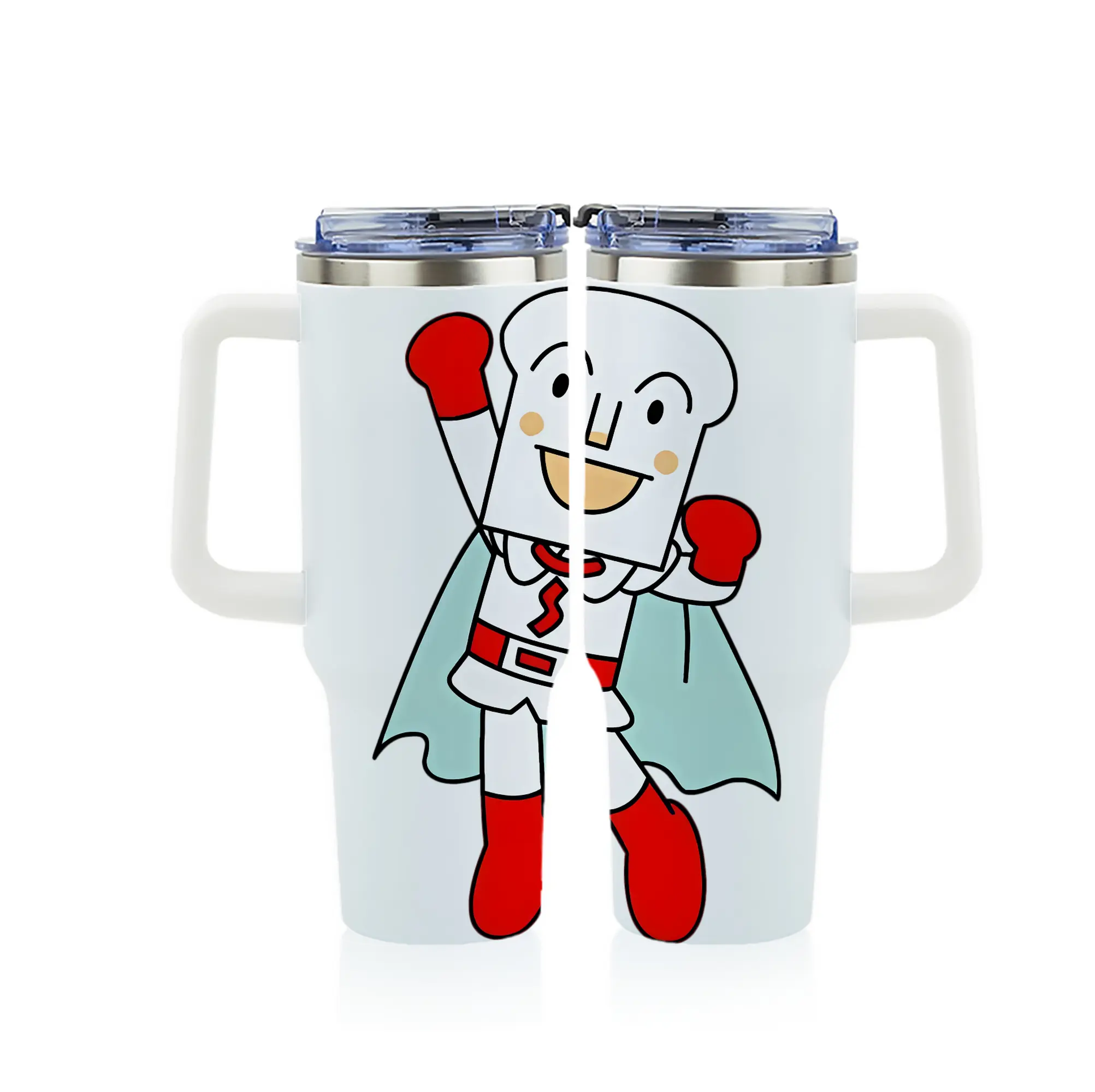 アンパンマン グッズ,しょくぱんまん - 1200mL フルプリント車用タンブラー ・ 304ステンレス 内側 ・ 201ステンレス 外側 ・ 保温 保冷 ・ 通勤 ドライブ アウトドア用