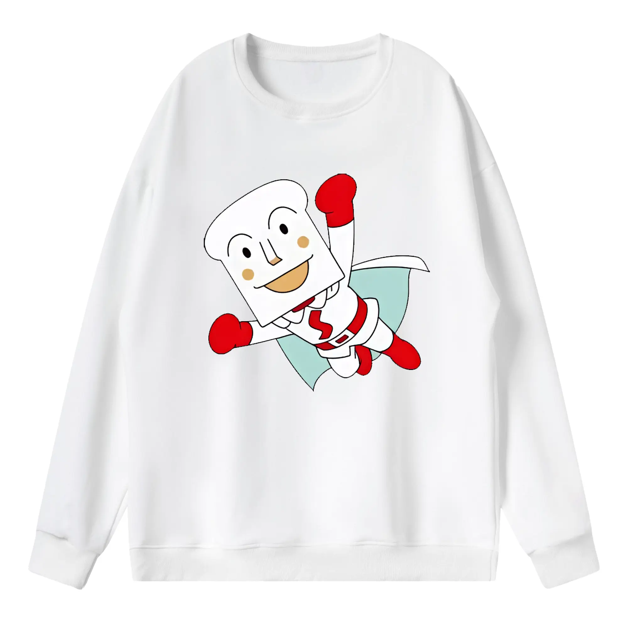 アンパンマン グッズ,しょくぱんまん - 薄手 クルーネック スウェット 裏毛260g · ポリエステル 春秋向け カジュアル 男女兼用 · トレーナー デイリー スポーツ 散歩に最適