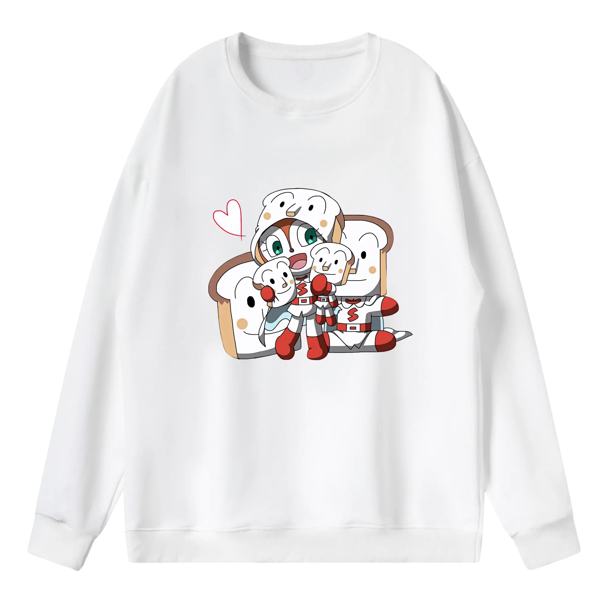 アンパンマン グッズ,しょくぱんまん - 薄手 クルーネック スウェット 裏毛260g · ポリエステル 春秋向け カジュアル 男女兼用 · トレーナー デイリー スポーツ 散歩に最適