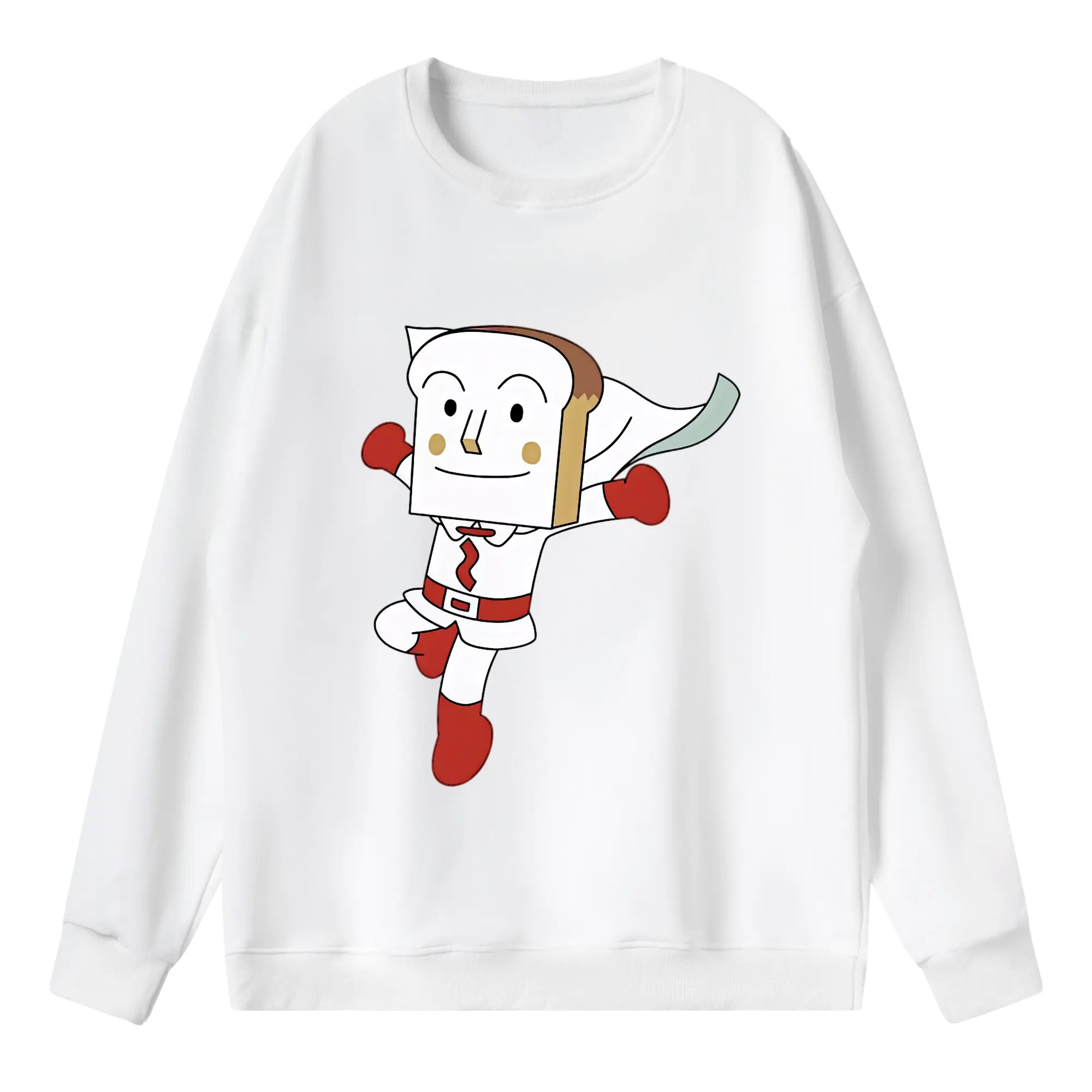 アンパンマン グッズ,しょくぱんまん - 薄手 クルーネック スウェット 裏毛260g · ポリエステル 春秋向け カジュアル 男女兼用 · トレーナー デイリー スポーツ 散歩に最適