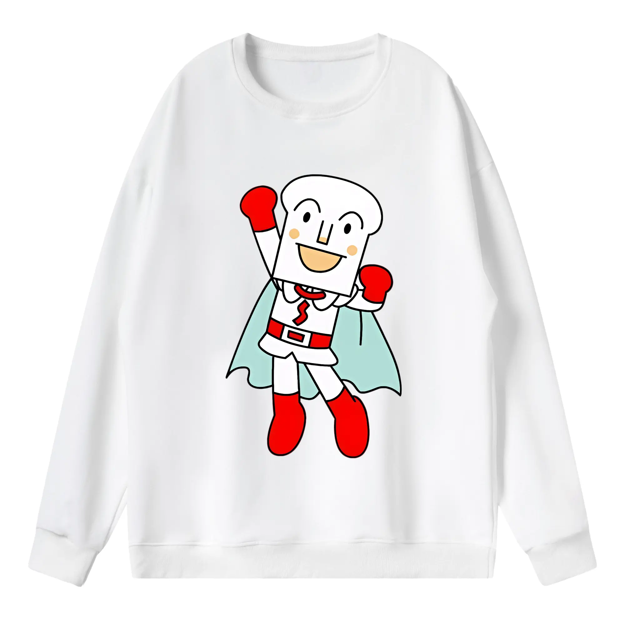 アンパンマン グッズ,しょくぱんまん - 薄手 クルーネック スウェット 裏毛260g · ポリエステル 春秋向け カジュアル 男女兼用 · トレーナー デイリー スポーツ 散歩に最適