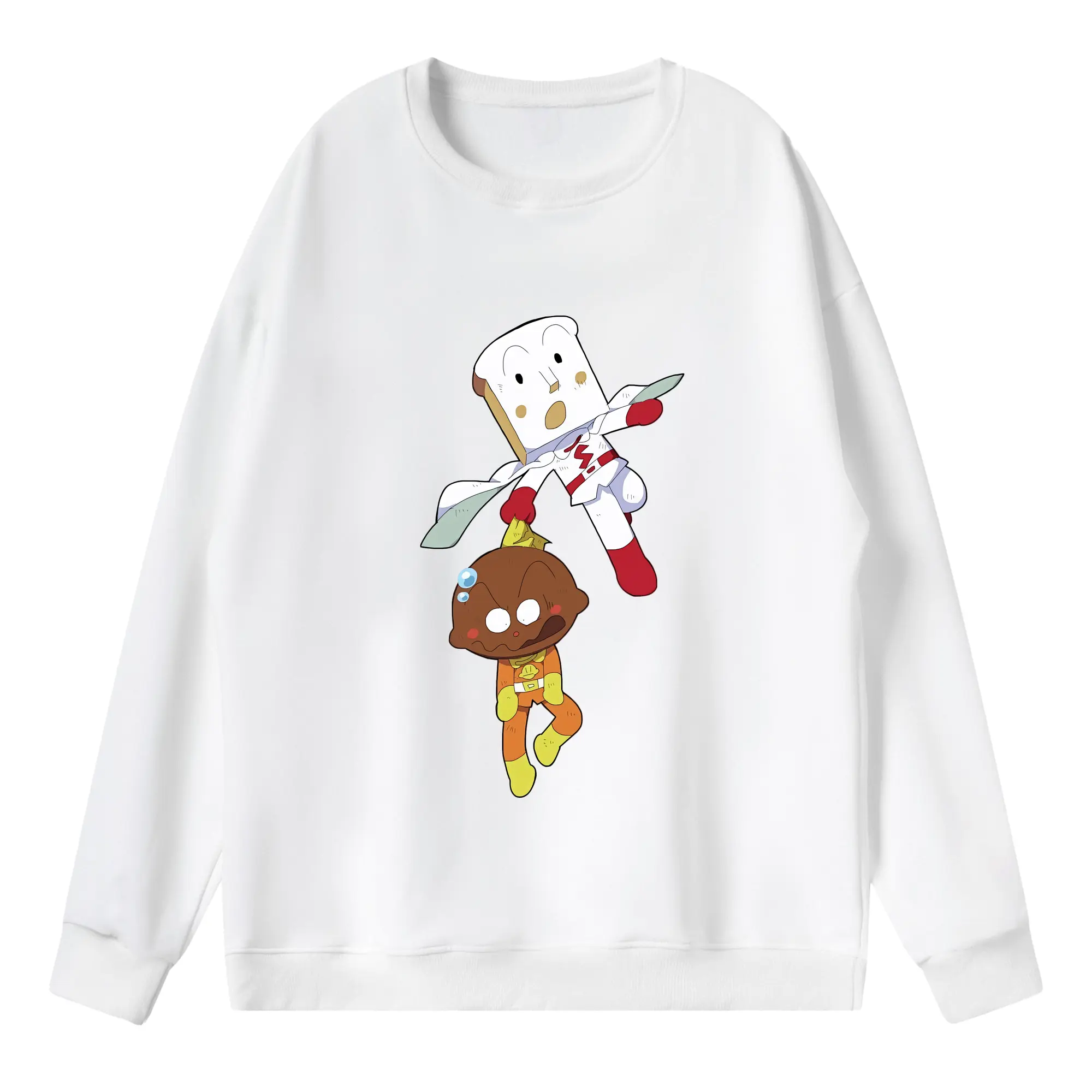 アンパンマン グッズ,しょくぱんまん - 薄手 クルーネック スウェット 裏毛260g · ポリエステル 春秋向け カジュアル 男女兼用 · トレーナー デイリー スポーツ 散歩に最適