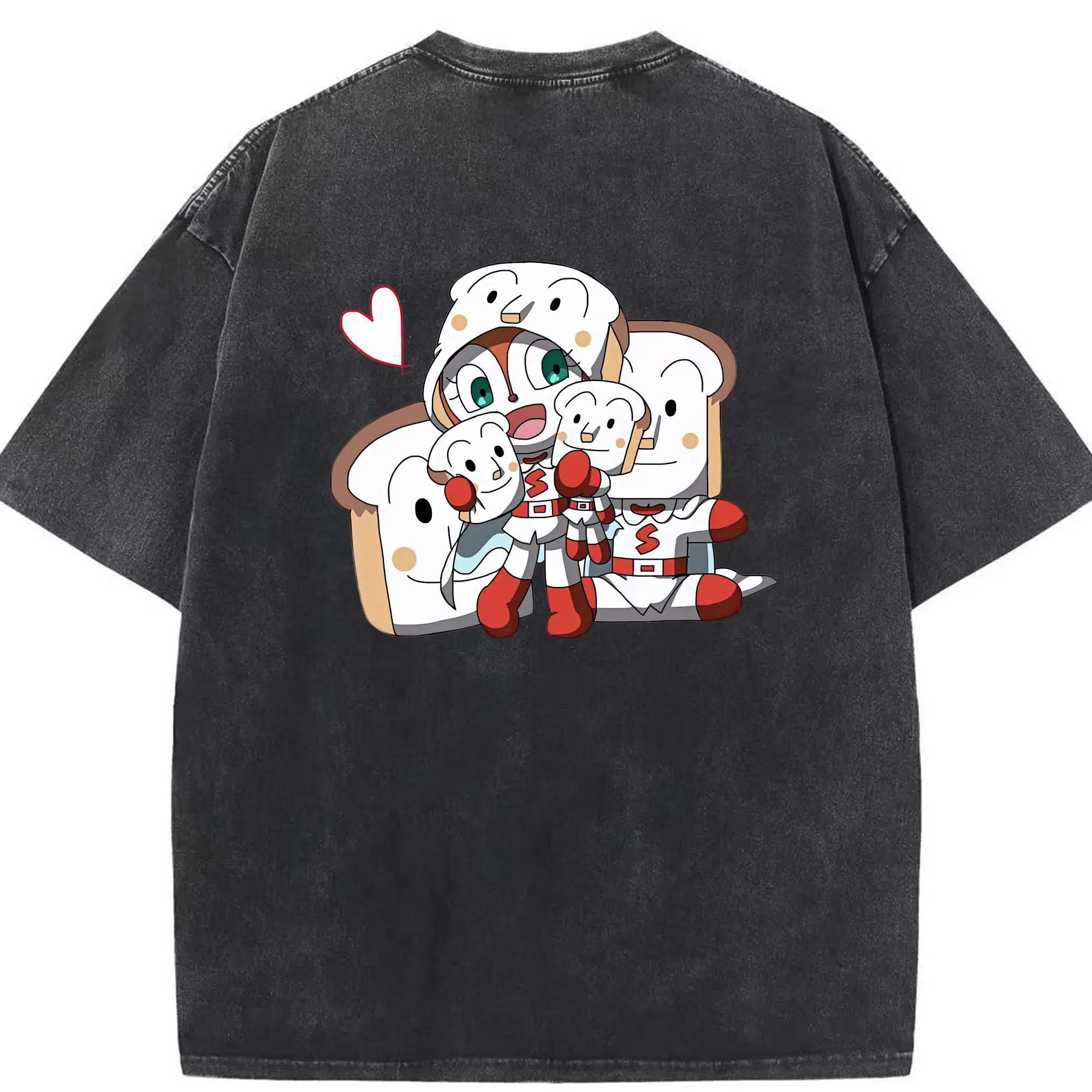 アンパンマン グッズ,しょくぱんまん - 綿100％ ヴィンテージ風 半袖Tシャツ ・ 背面プリント ・ 柔らか肌触り ・ 通気性 快適 ・ スポーツ カジュアル 外出用