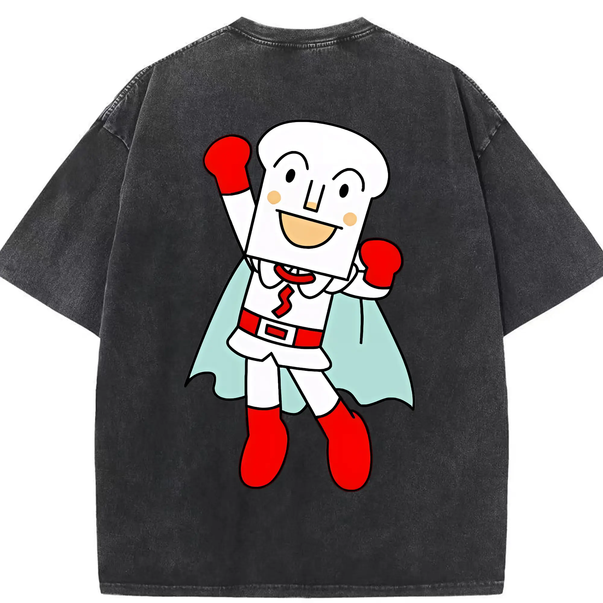 アンパンマン グッズ,しょくぱんまん - 綿100％ ヴィンテージ風 半袖Tシャツ ・ 背面プリント ・ 柔らか肌触り ・ 通気性 快適 ・ スポーツ カジュアル 外出用