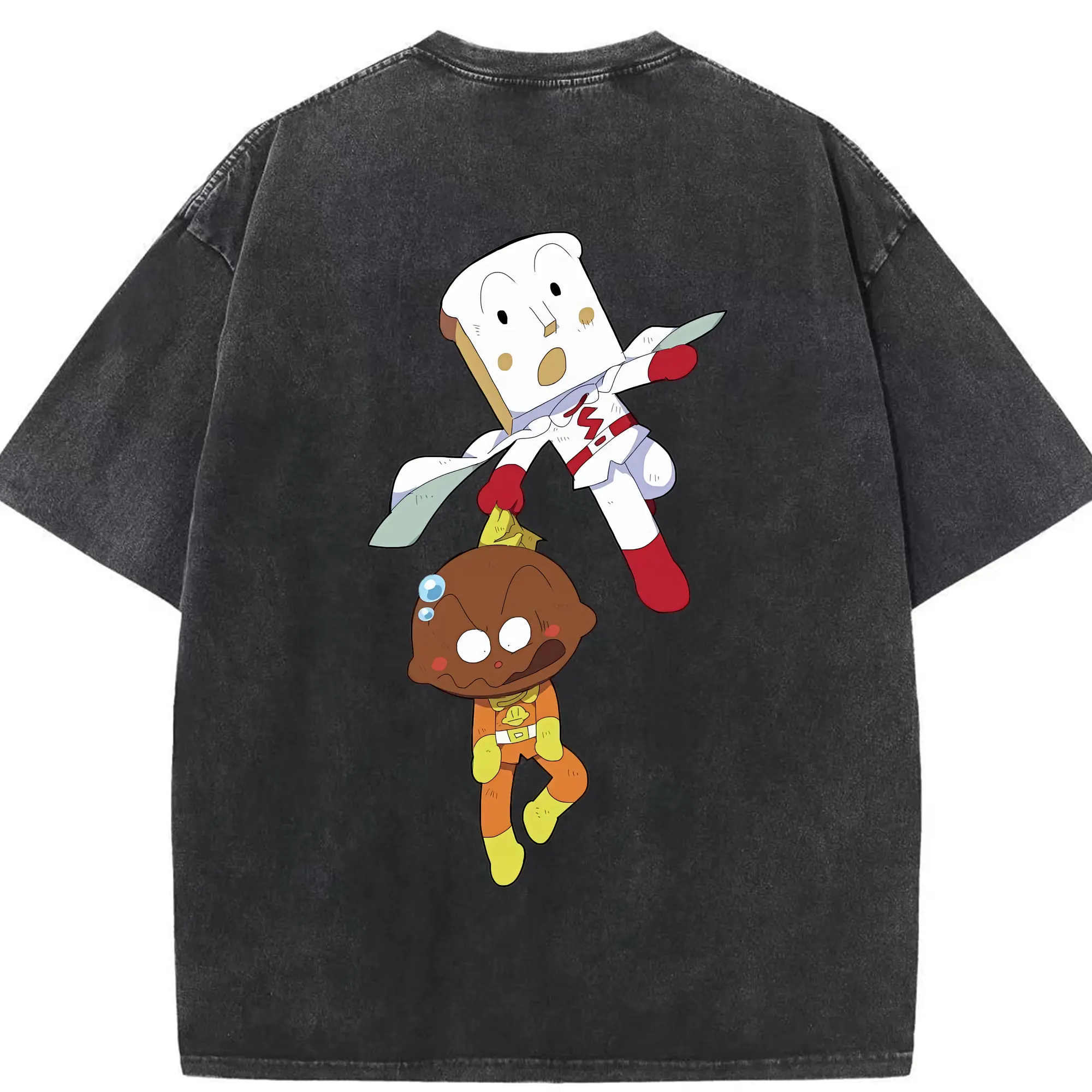 アンパンマン グッズ,しょくぱんまん - 綿100％ ヴィンテージ風 半袖Tシャツ ・ 背面プリント ・ 柔らか肌触り ・ 通気性 快適 ・ スポーツ カジュアル 外出用