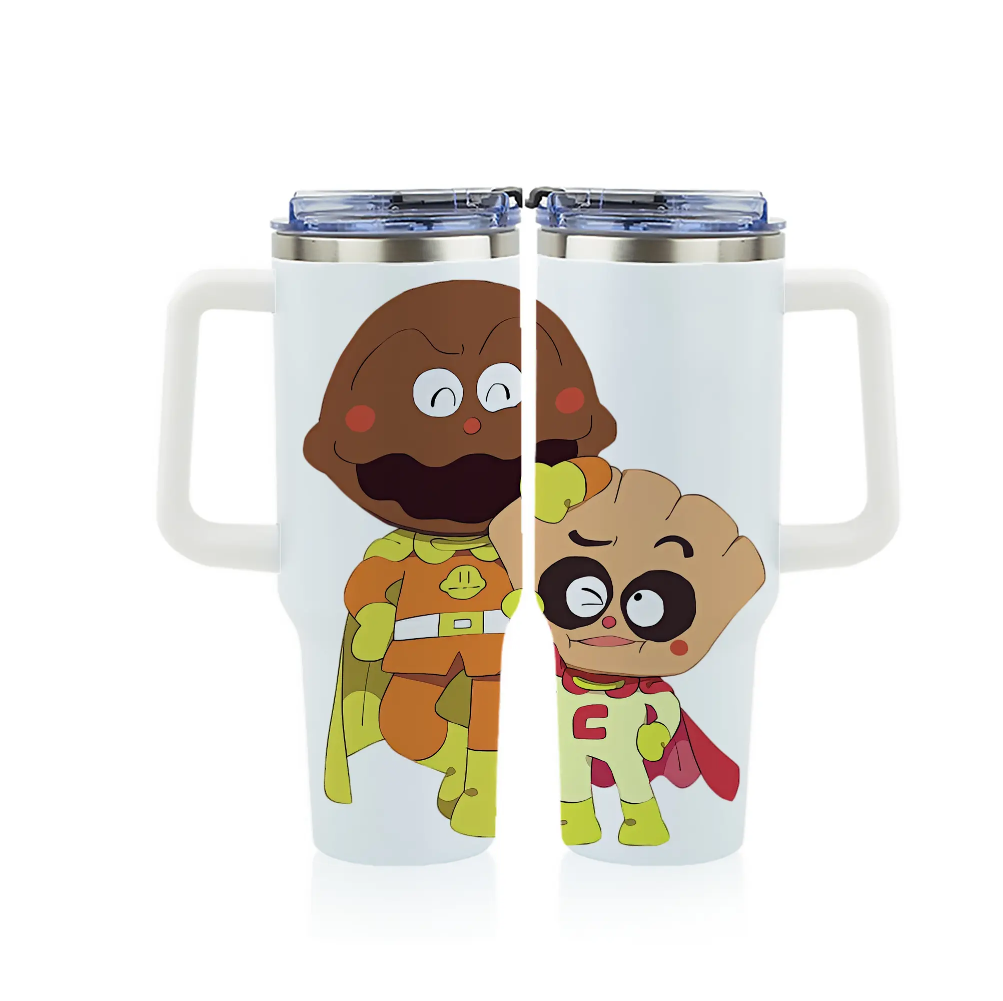 アンパンマン グッズ,カレーパンマン - 1200mL フルプリント車用タンブラー ・ 304ステンレス 内側 ・ 201ステンレス 外側 ・ 保温 保冷 ・ 通勤 ドライブ アウトドア用