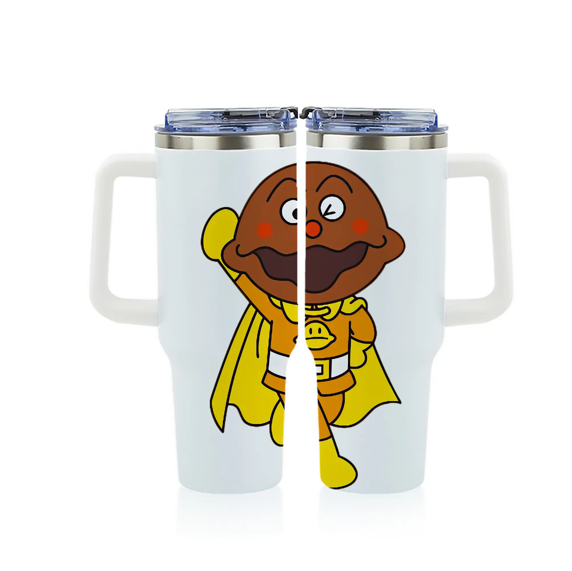 アンパンマン グッズ,カレーパンマン - 1200mL フルプリント車用タンブラー ・ 304ステンレス 内側 ・ 201ステンレス 外側 ・ 保温 保冷 ・ 通勤 ドライブ アウトドア用