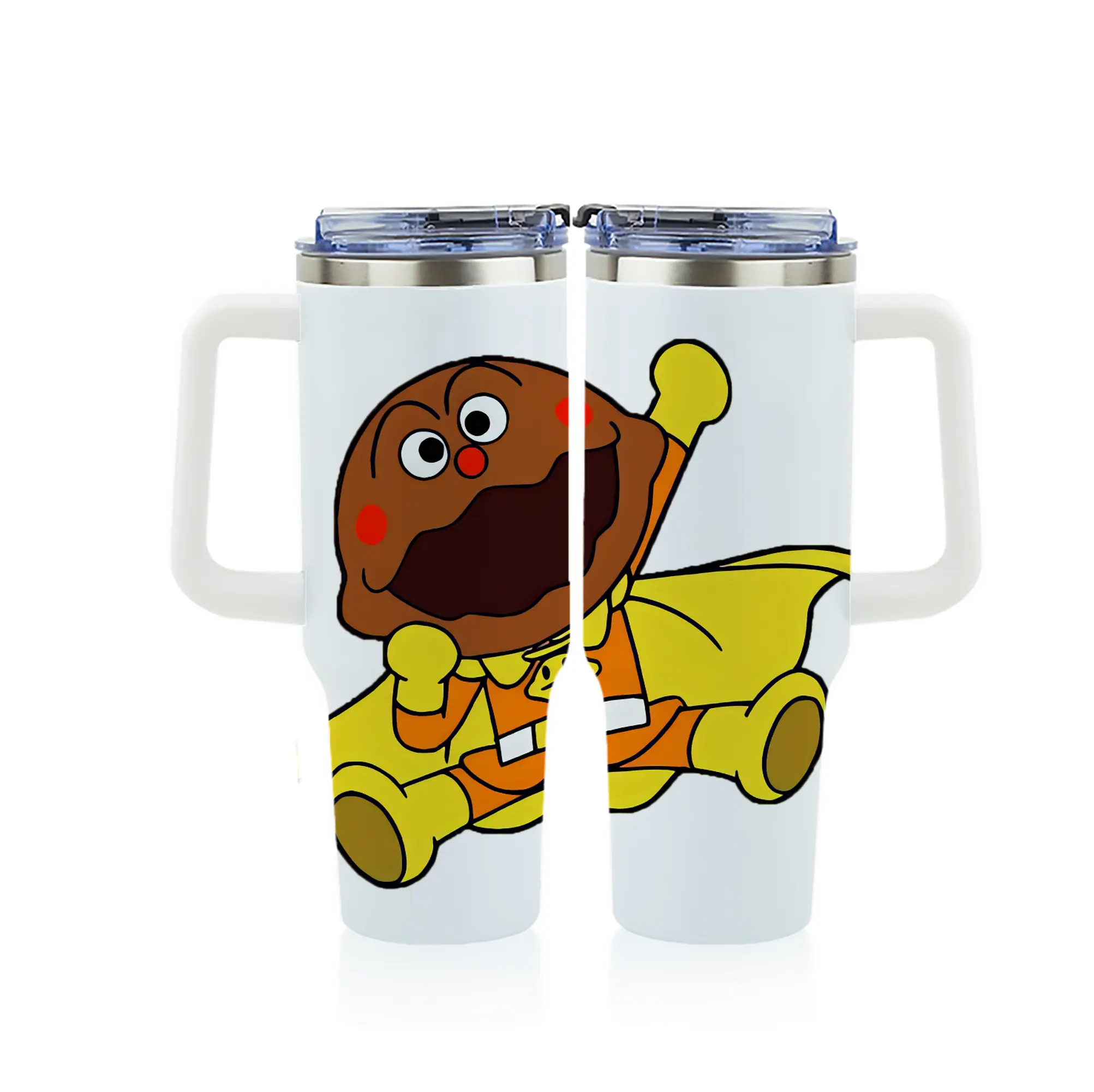 アンパンマン グッズ,カレーパンマン - 1200mL フルプリント車用タンブラー ・ 304ステンレス 内側 ・ 201ステンレス 外側 ・ 保温 保冷 ・ 通勤 ドライブ アウトドア用