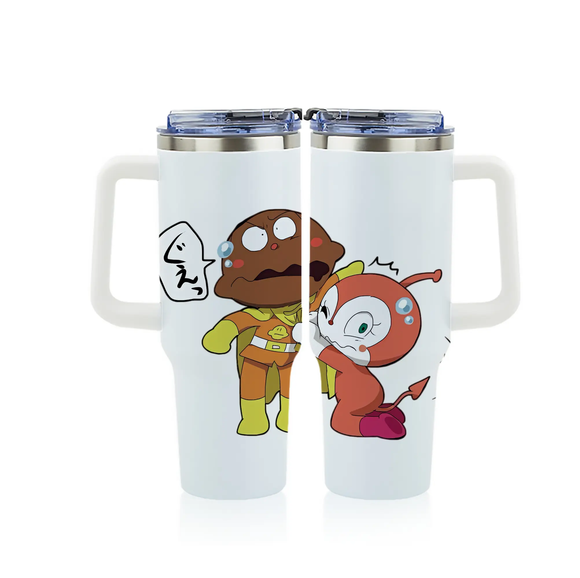 アンパンマン グッズ,カレーパンマン - 1200mL フルプリント車用タンブラー ・ 304ステンレス 内側 ・ 201ステンレス 外側 ・ 保温 保冷 ・ 通勤 ドライブ アウトドア用